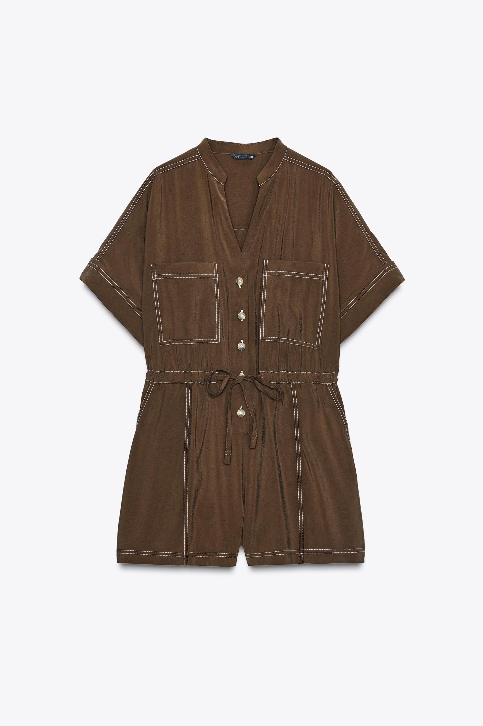 SHORT JUMPSUIT WITH TOPSTITCHING Product Image