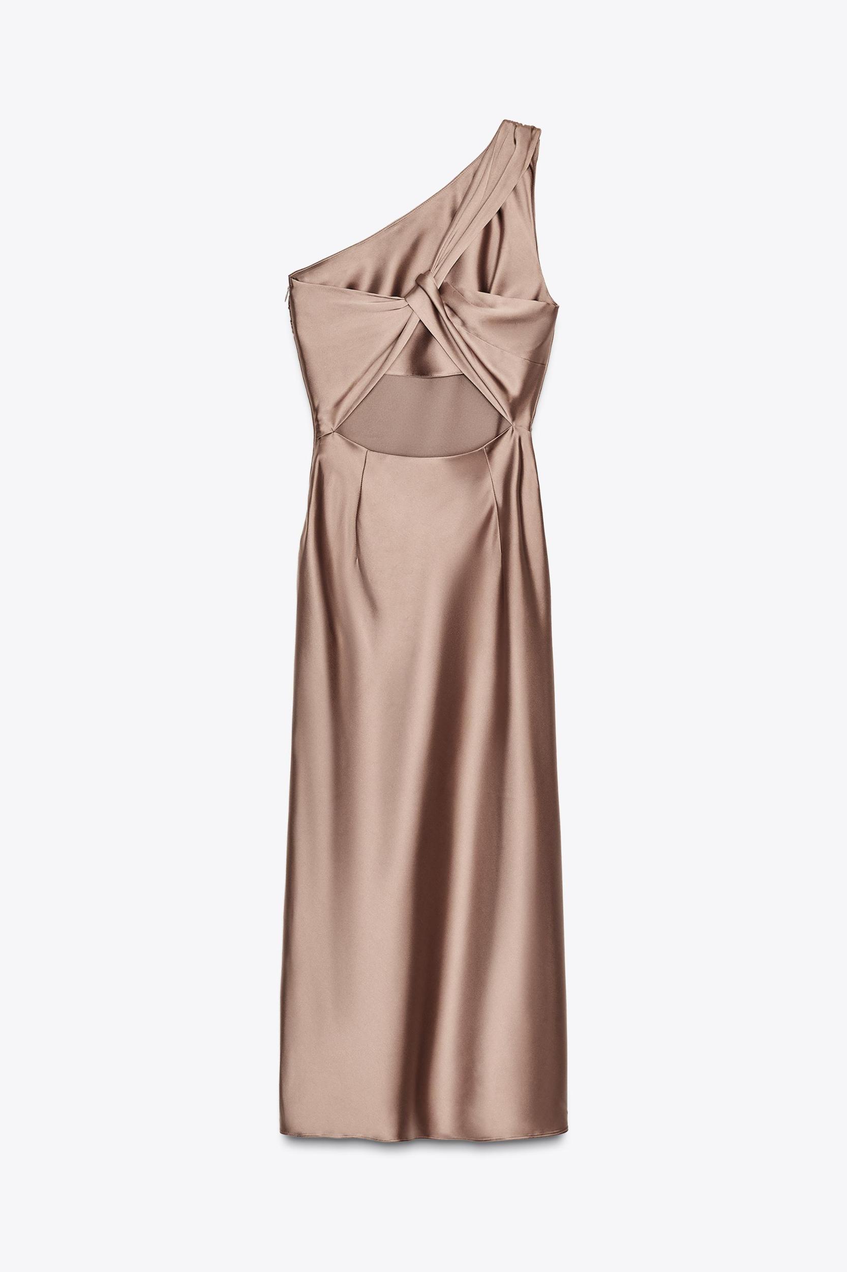ASYMMETRIC SATIN EFFECT MAXI DRESS Product Image
