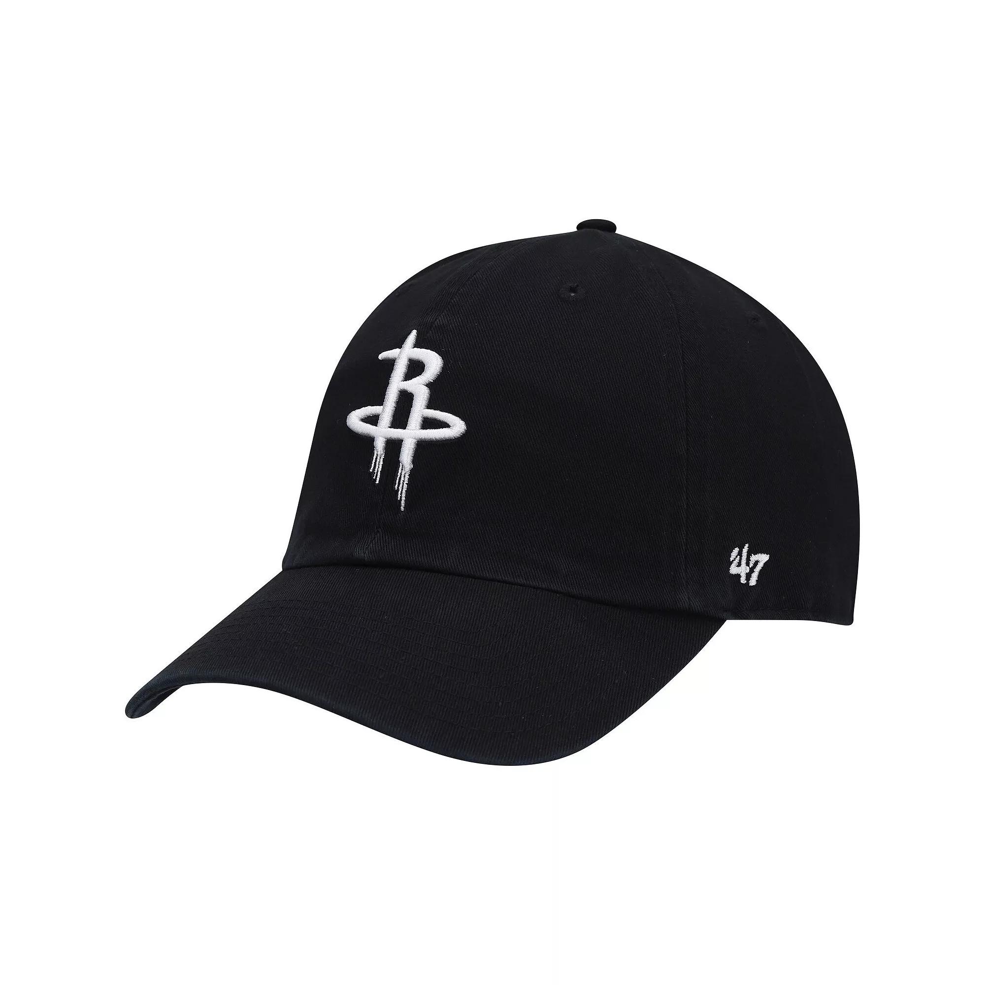 Men's '47 Black Houston Rockets Team Clean Up Adjustable Hat Product Image