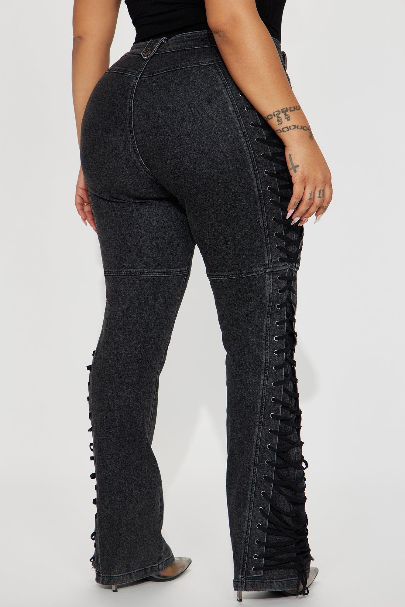 After Hours Lace Up Flare Pant - Black Product Image