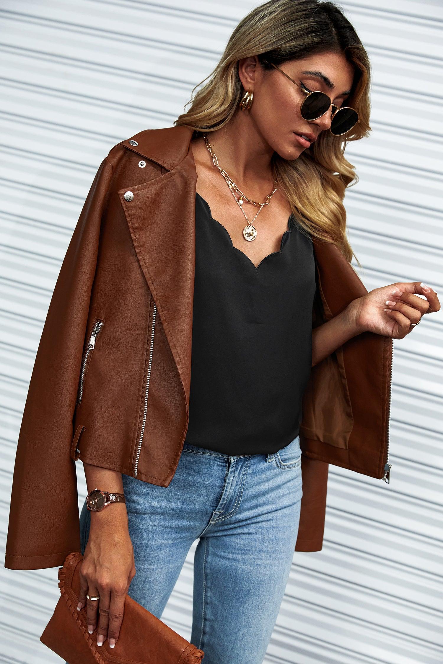 Surprise Me Black V-Neck Scalloped Top Product Image