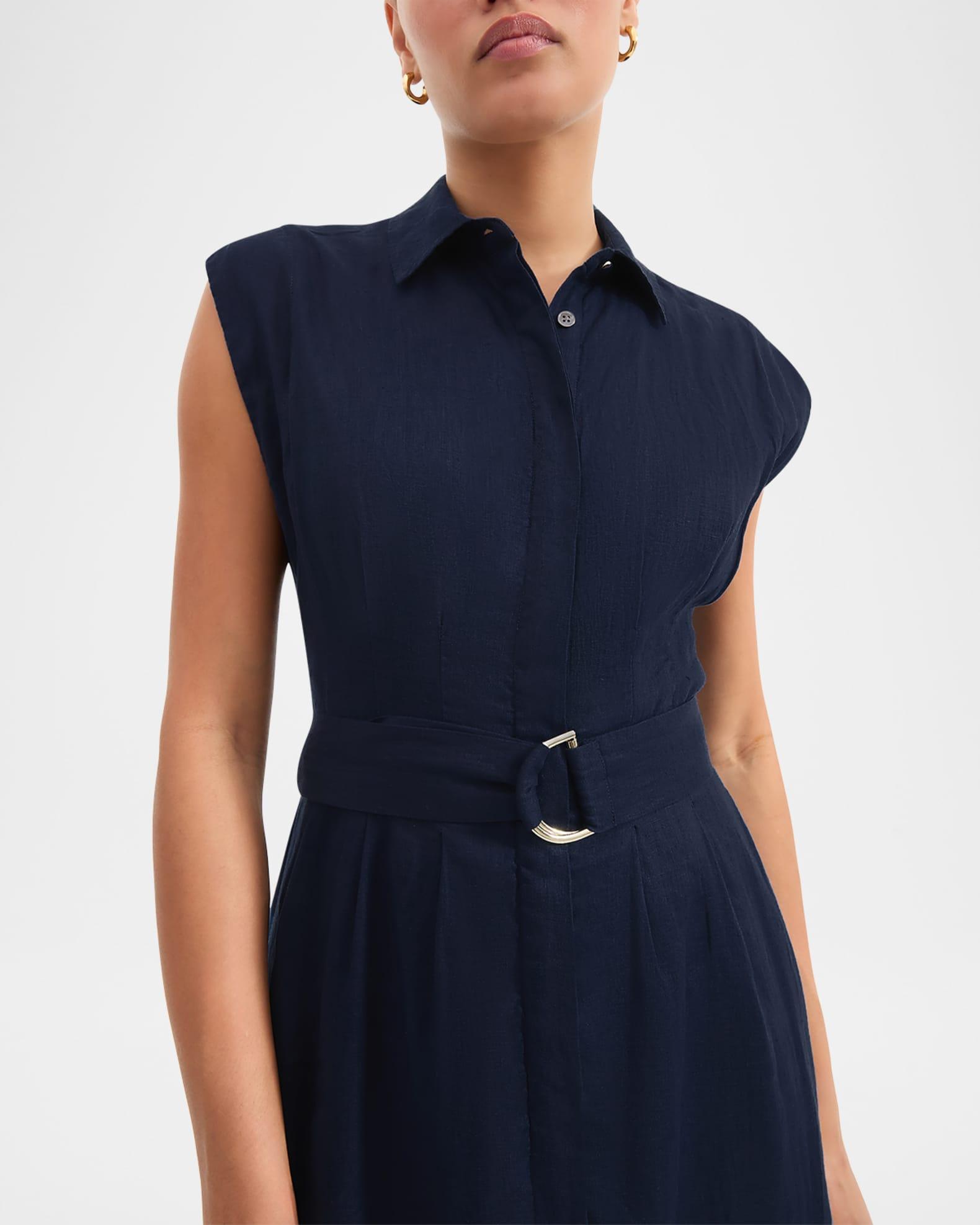 Loreta Belted Linen Shirtdress Product Image