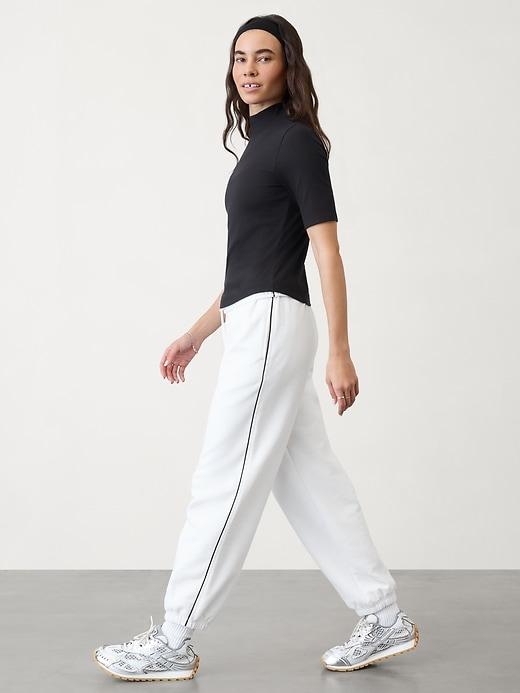 Signature Rib Mock Neck Elbow Sleeve Tee Product Image