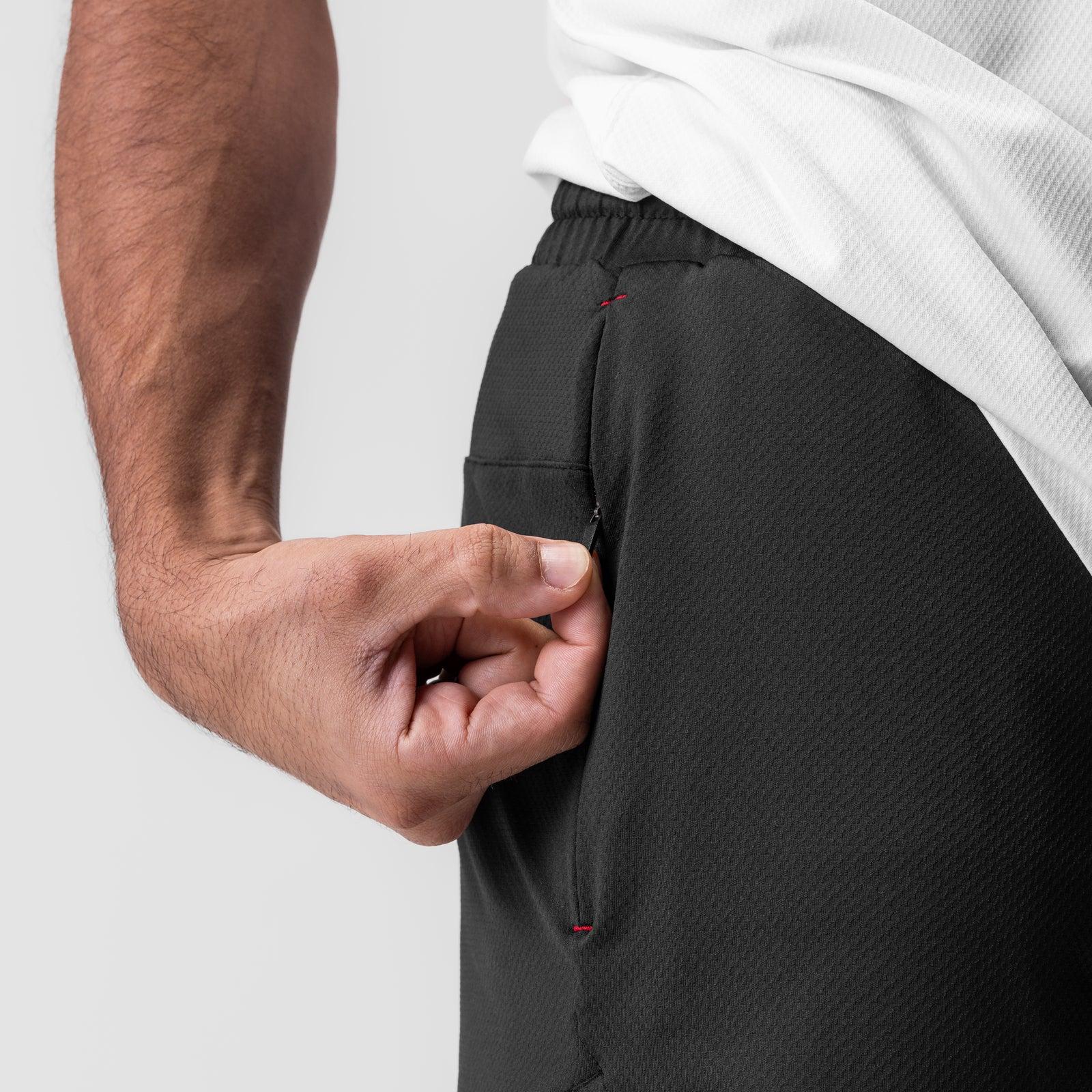 0993. AeroSilver® 5" Linerless Short - Black "Brackets" Male Product Image