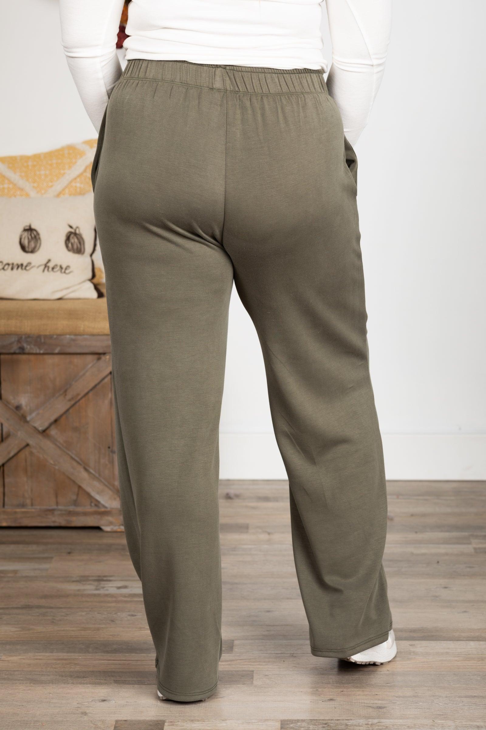 Solid Elastic Waist Pants Product Image