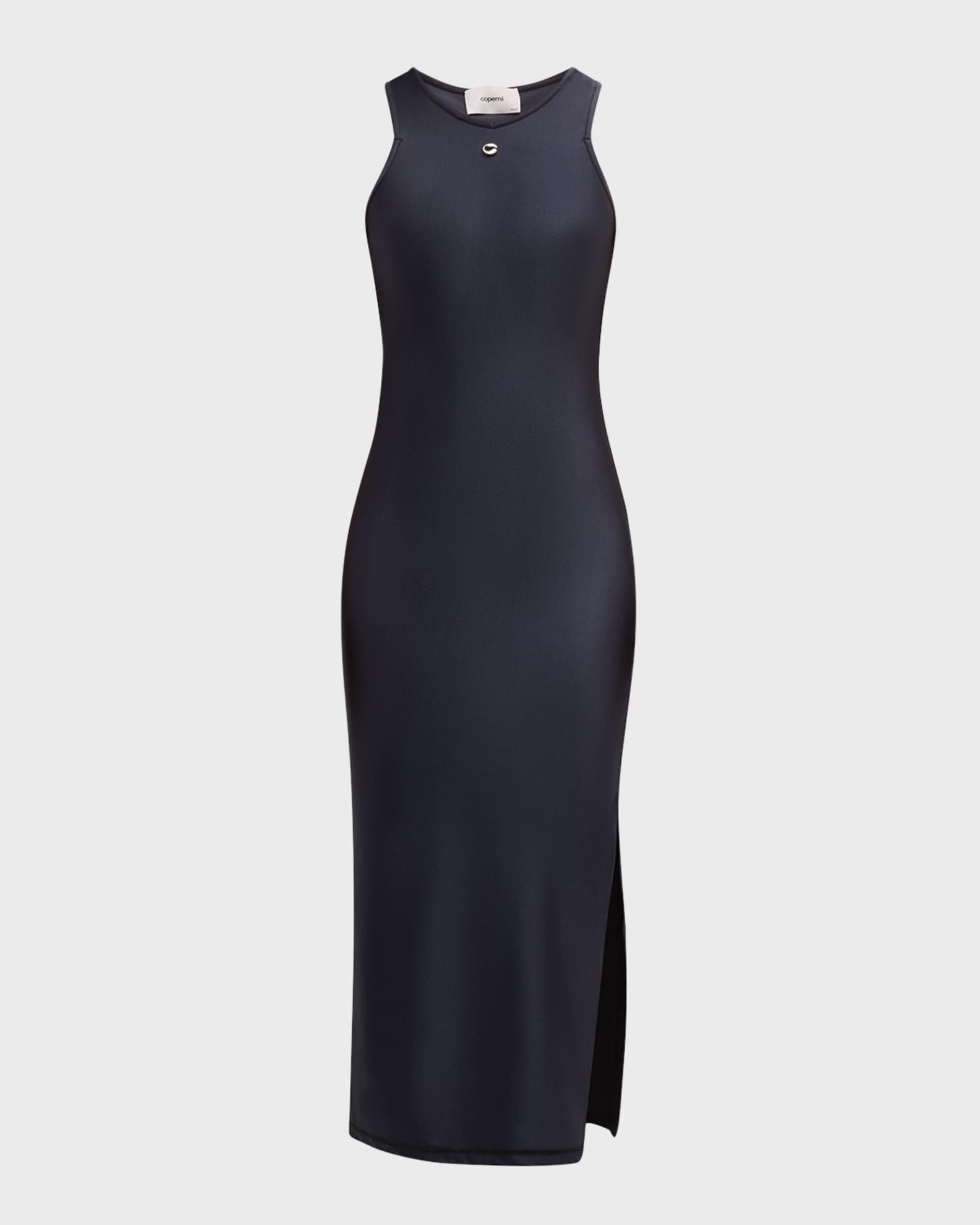 Round-Neck Slit-Hem Midi Tank Dress Product Image
