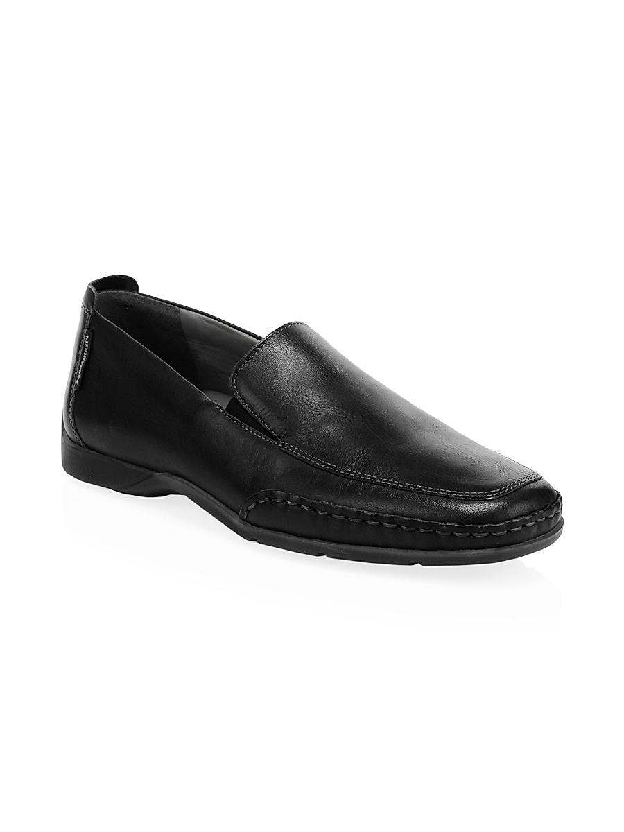 Mens Square Toe Leather Loafers Product Image