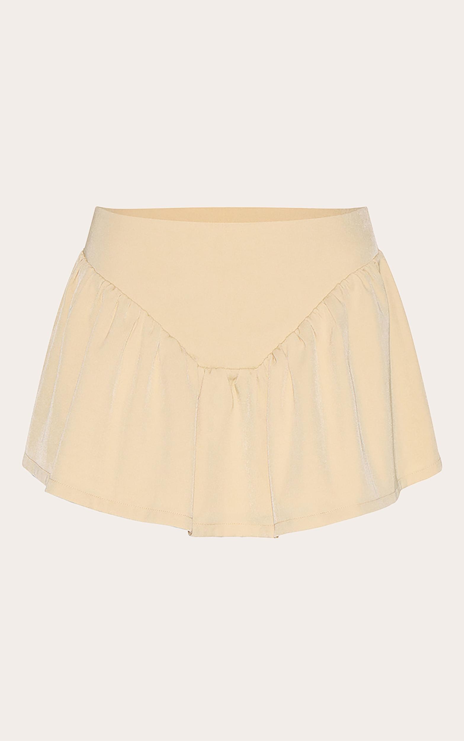 Butter Yellow Dipped Waist Structured A Line Mini Skirt Product Image