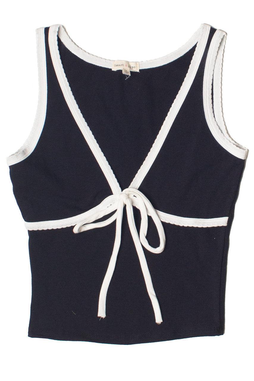 Tie Front Scallop Trim Tank Top Product Image