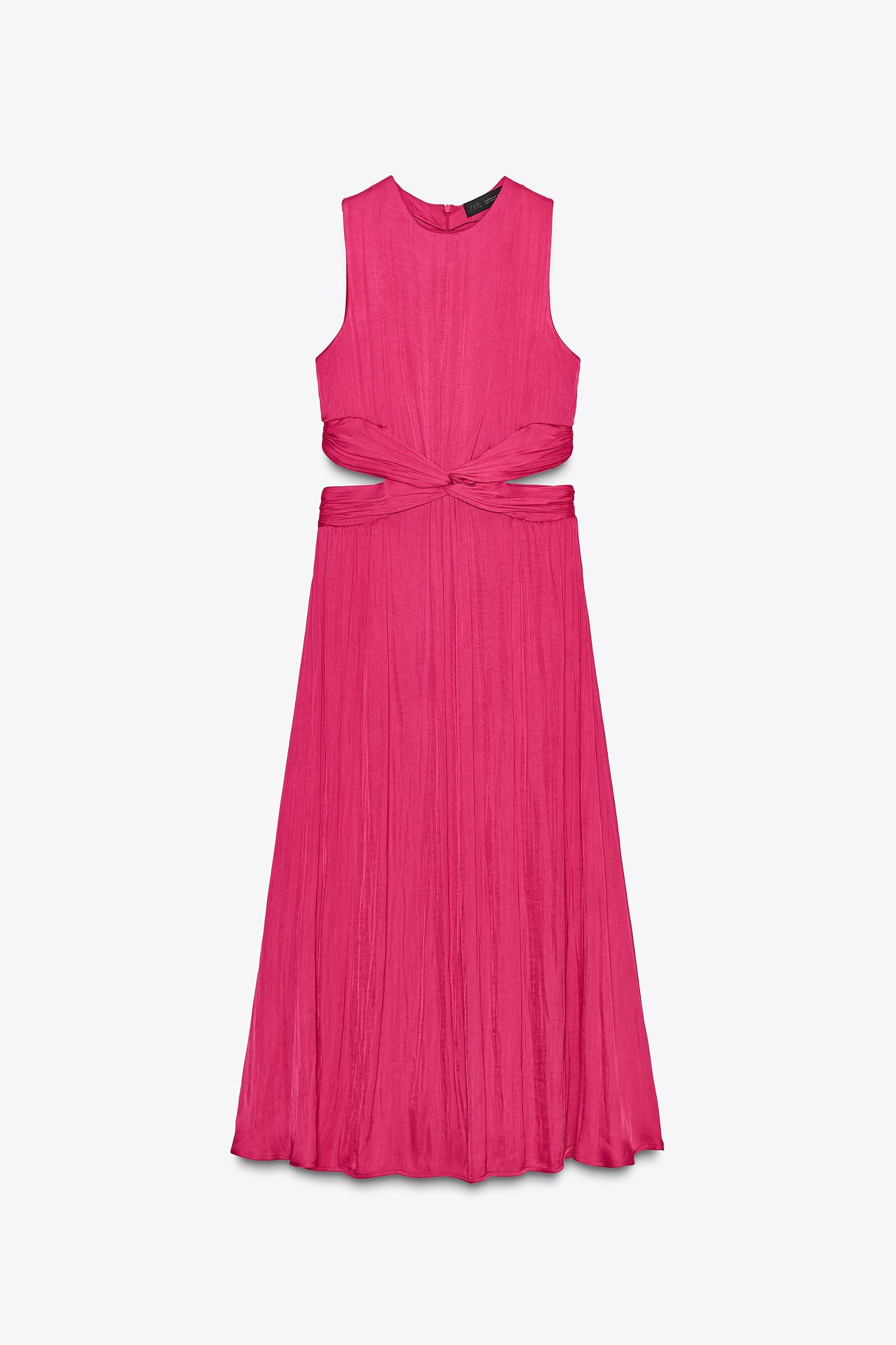 SATIN EFFECT CUT OUT MIDI DRESS Product Image