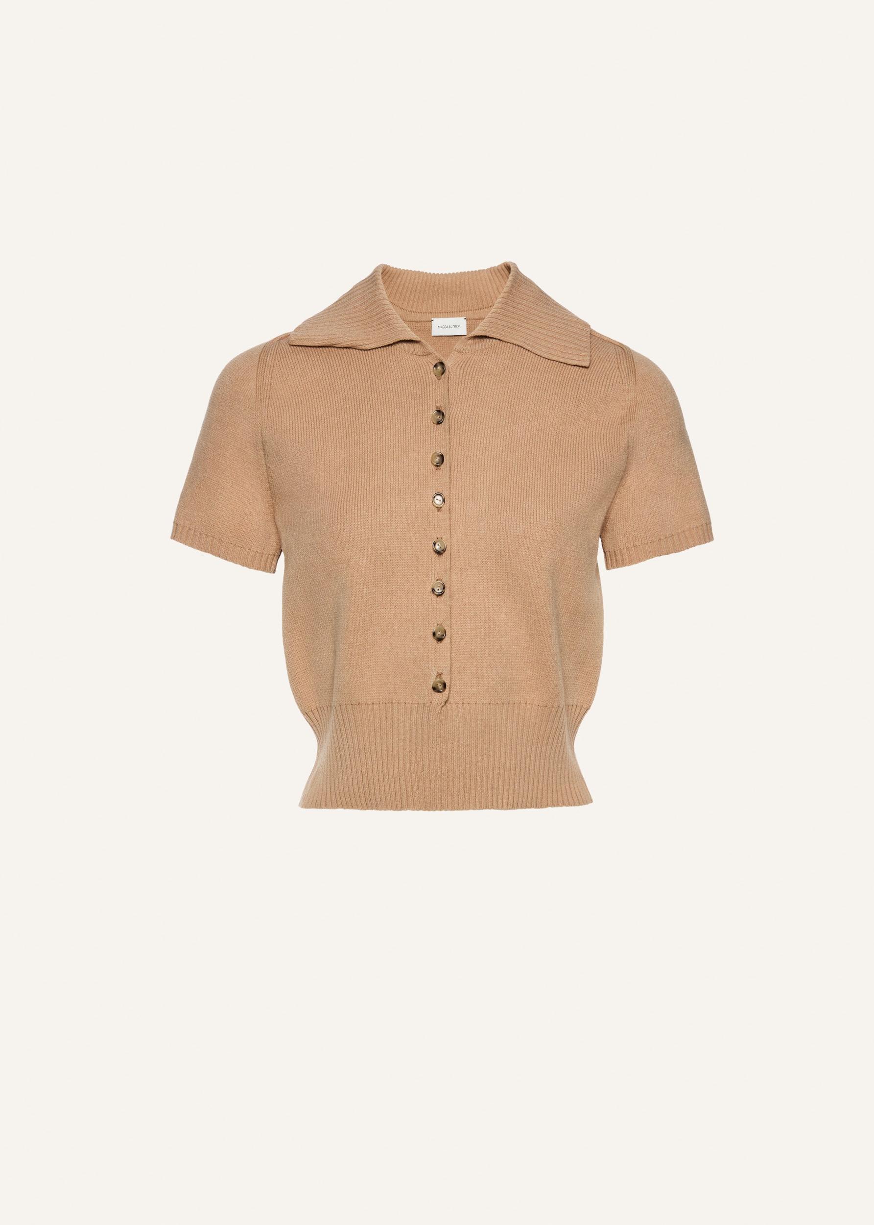 Flared suede shorts in brown Product Image