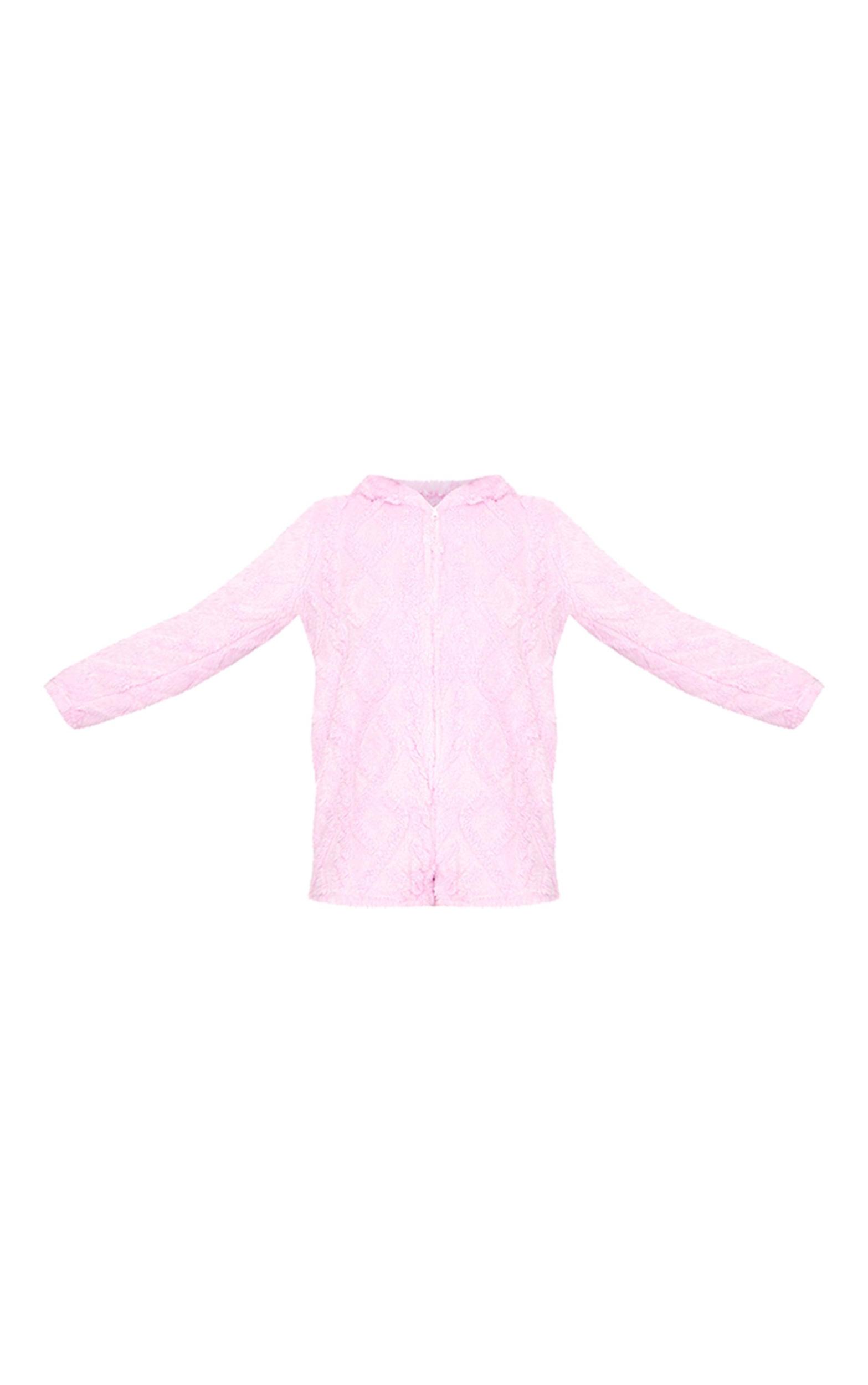 Pink Cable Fleece Hooded Romper Product Image