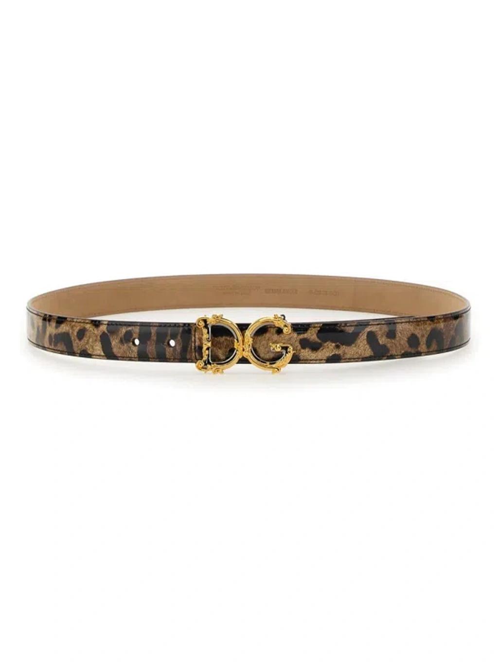 DOLCE & GABBANA Dg Leopard-print Patent Leather Belt In Multi Product Image