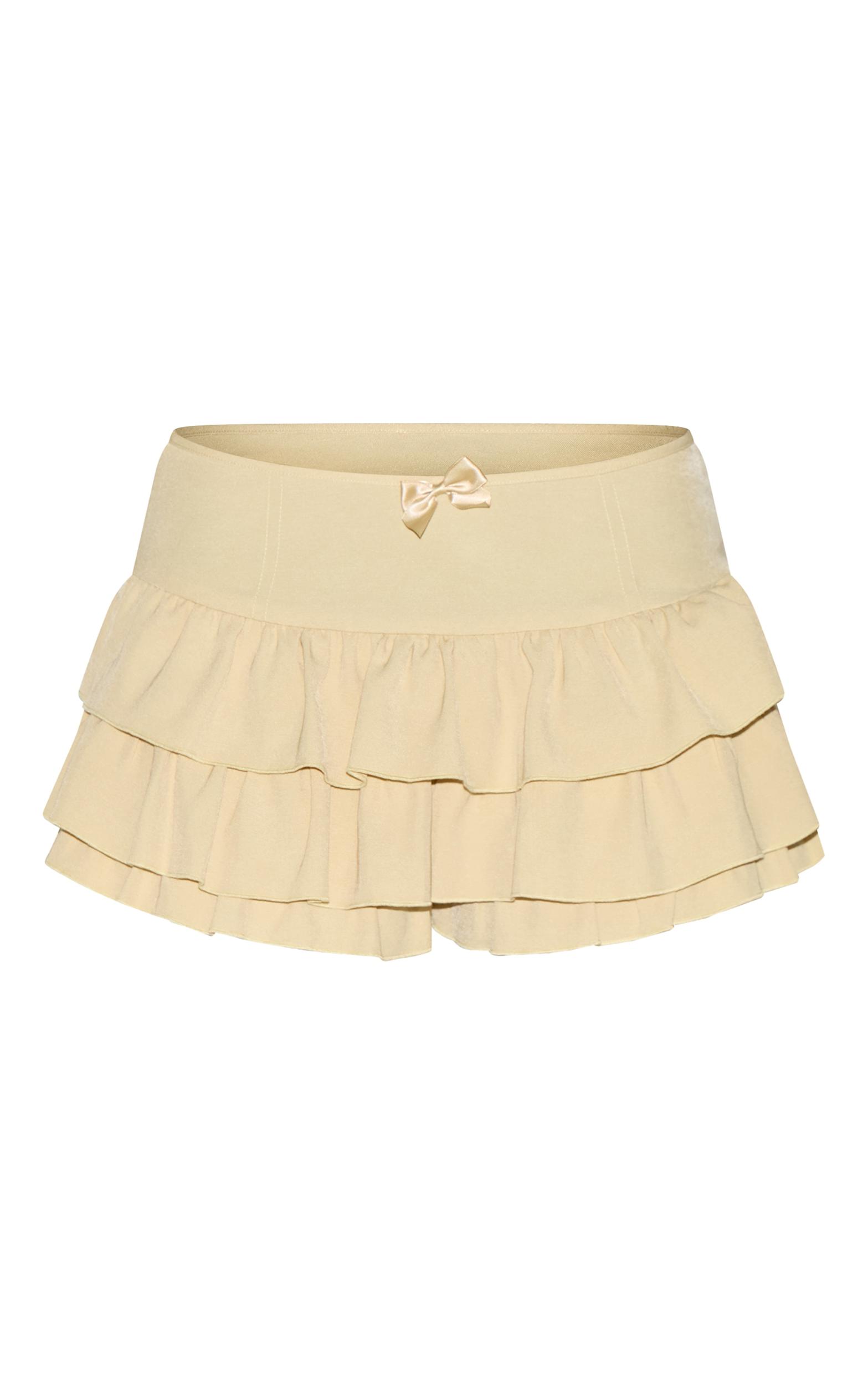 Butter Yellow Bow Detail Tailored Frilly Bloomers Product Image