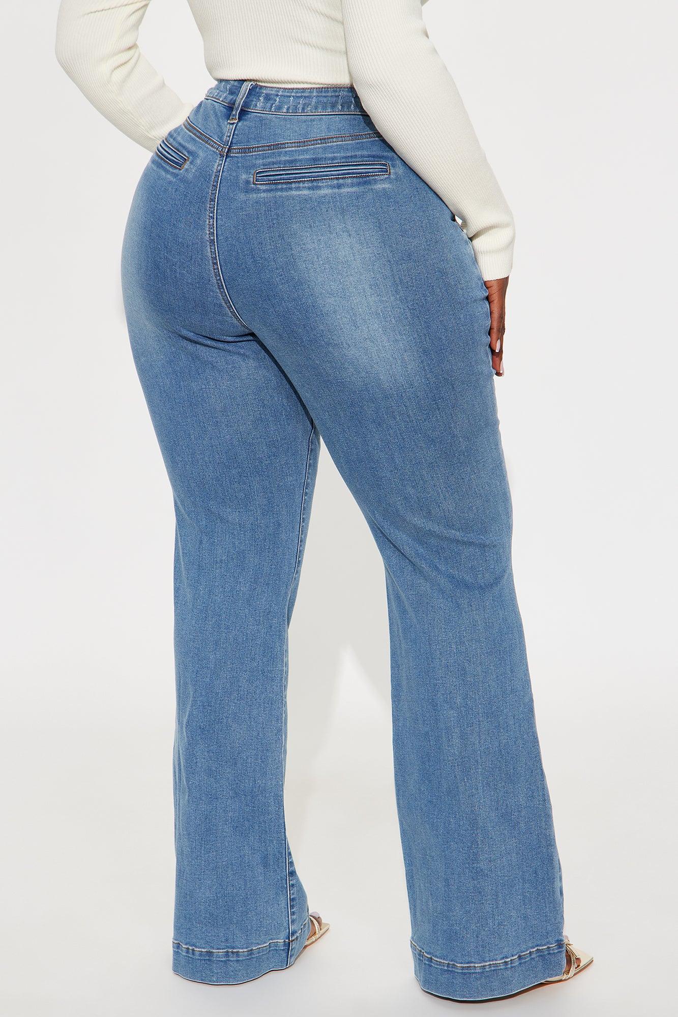 About Business Stretch Flare Trouser Jeans - Medium Wash Product Image