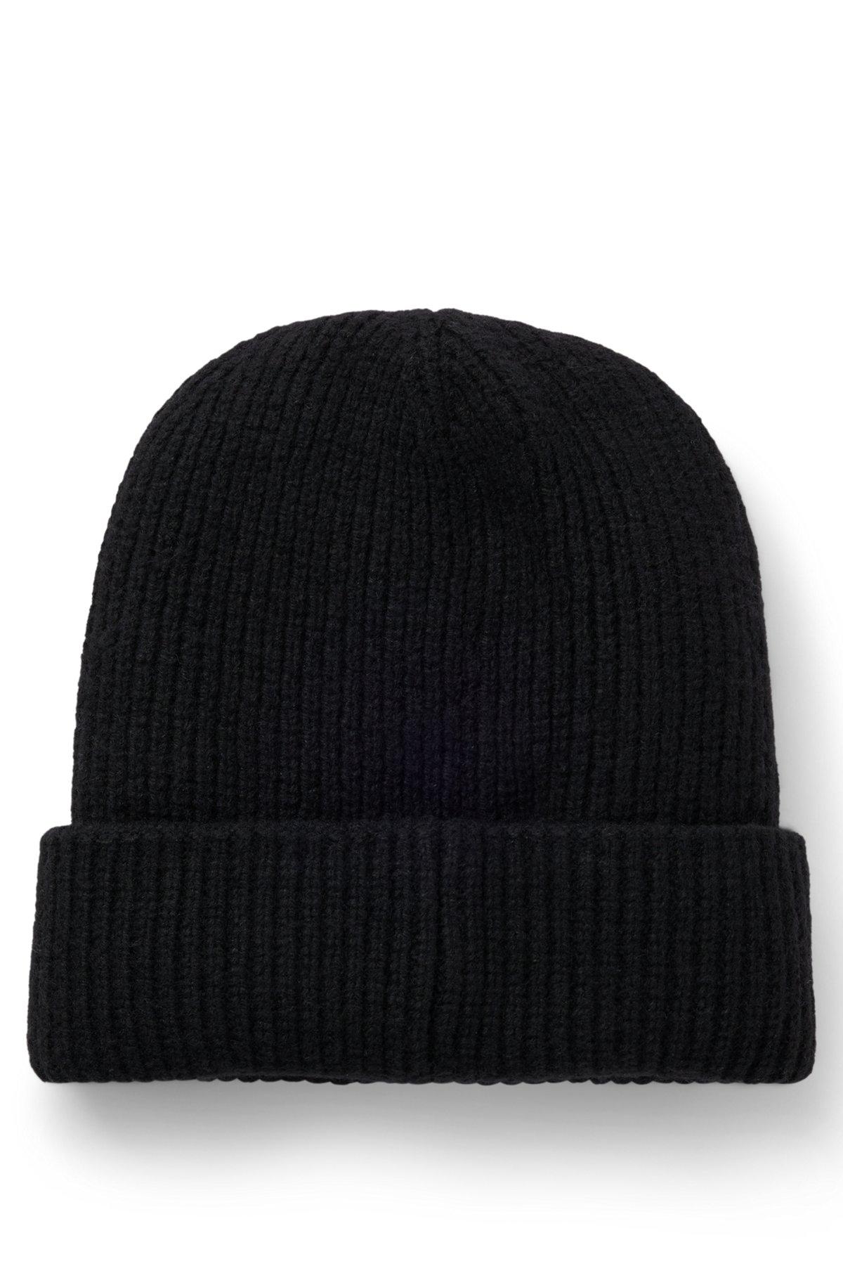Ribbed beanie hat with handwritten logo Product Image