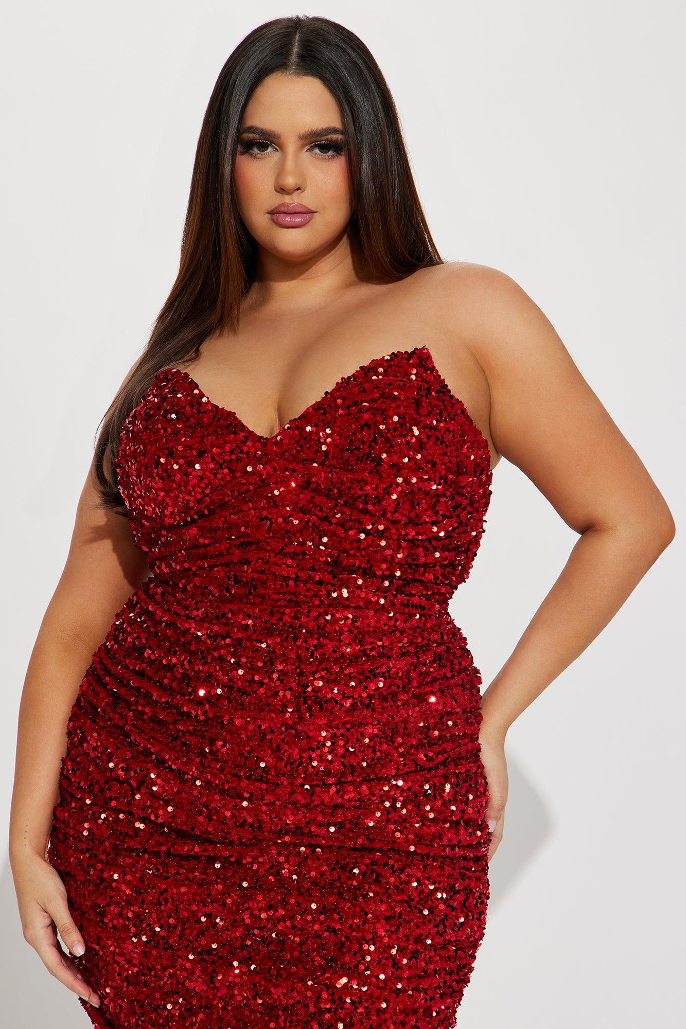 Sahara Sequin Midi Dress - Red Product Image