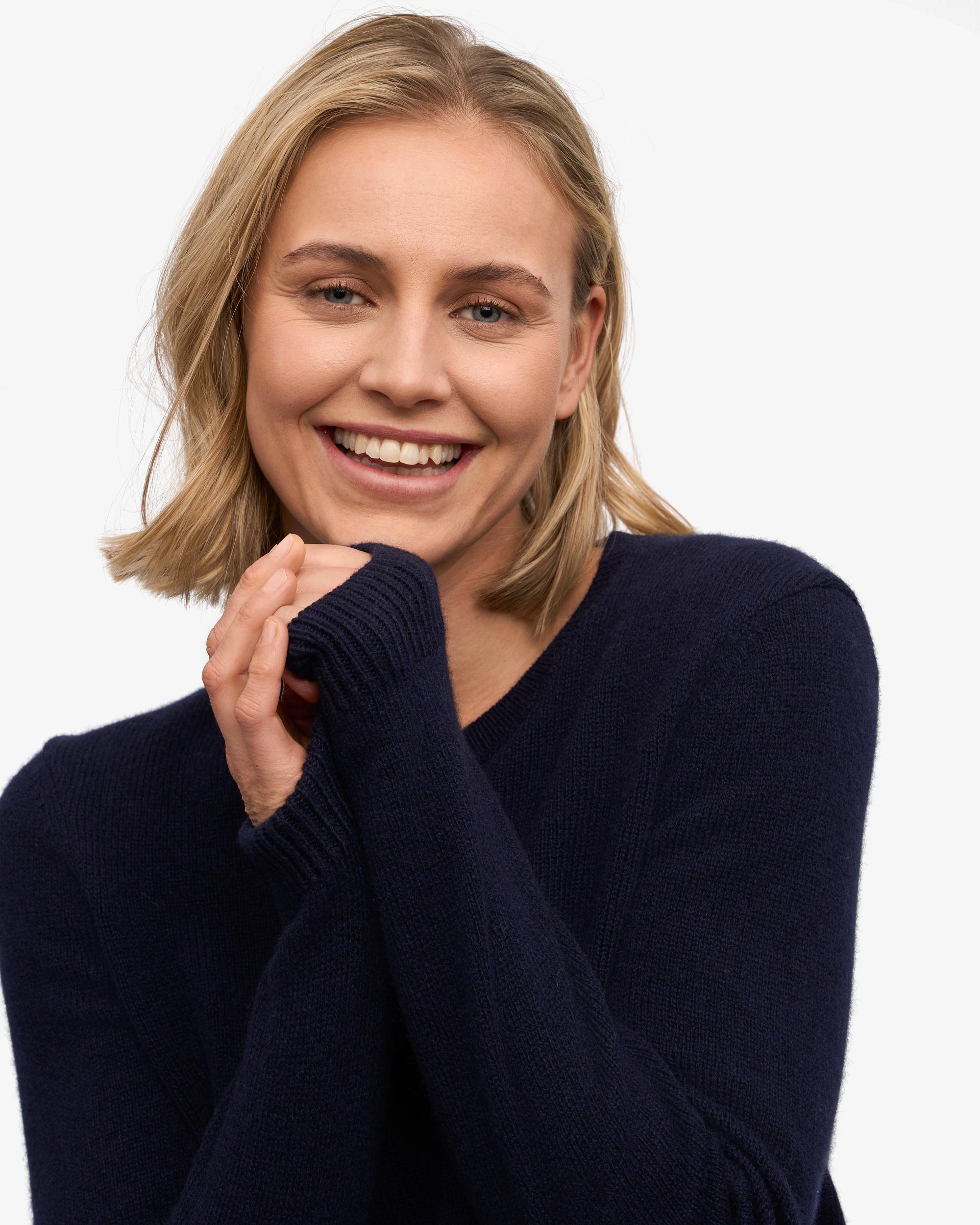 Women Classic Merino Wool Crew - Navy Blue Product Image
