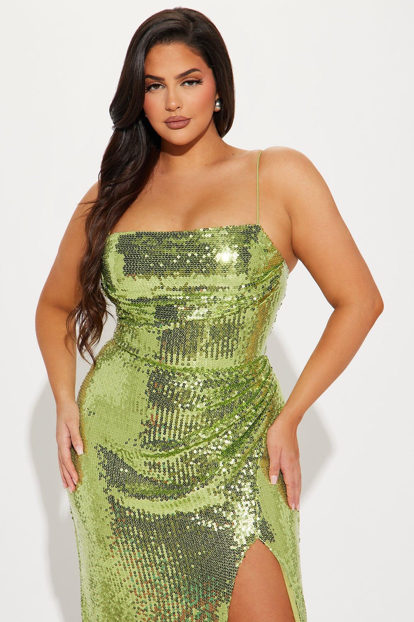 Belle Sequin Gown - Chartreuse Product Image
