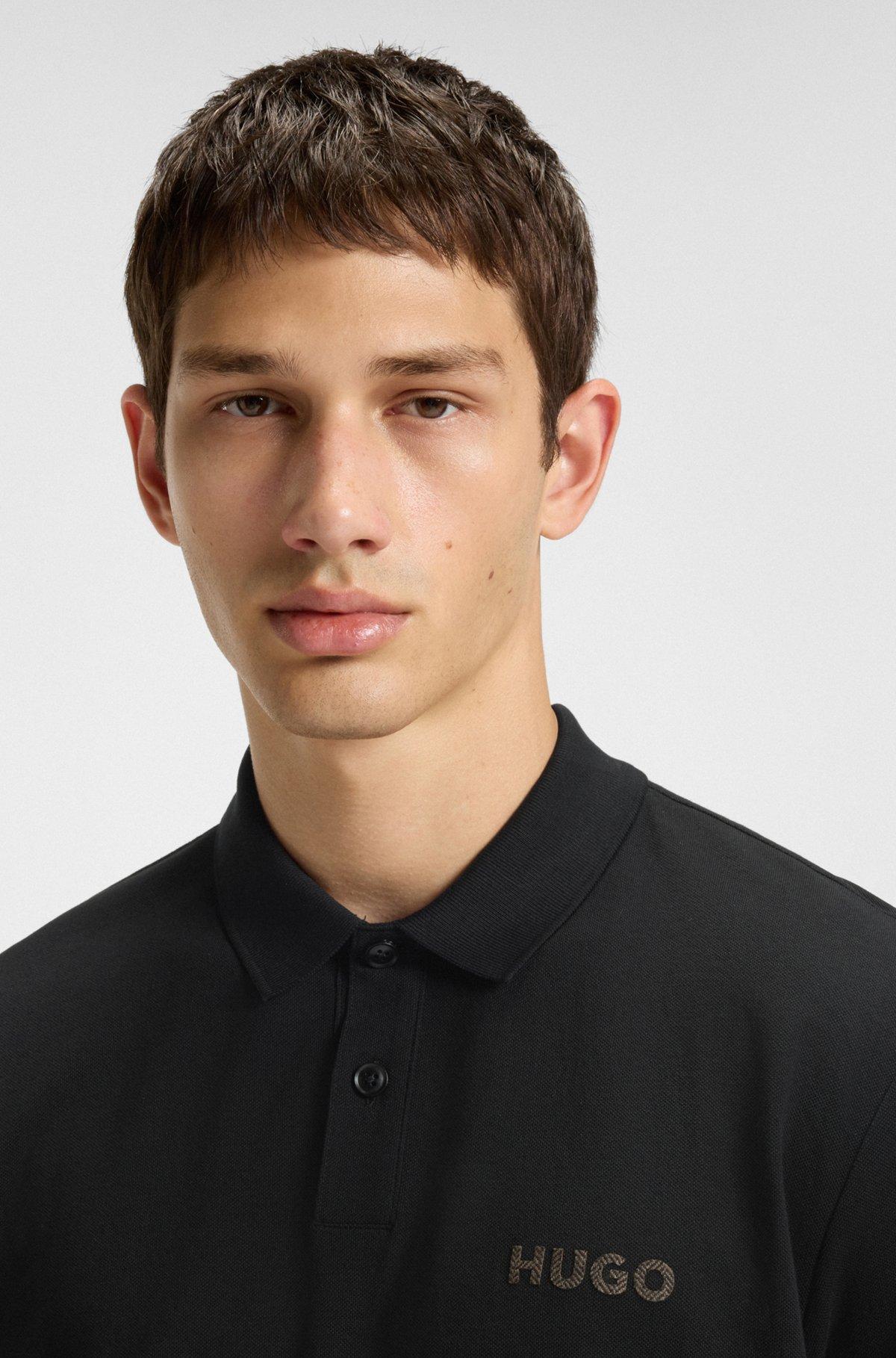 Cotton-piqué polo shirt with logo appliqué Product Image