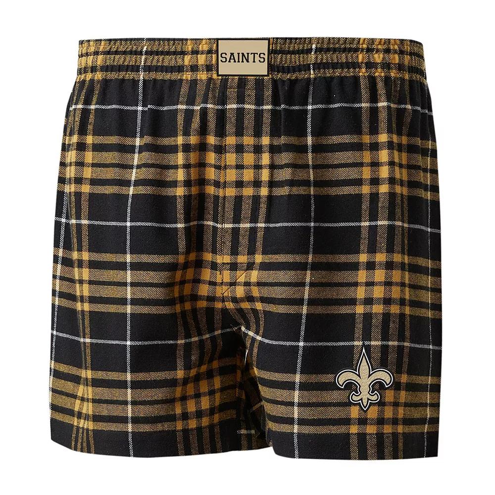 Men's Concepts Sport Black/Gold New Orleans Saints Concord Flannel Boxers, Size: 2XL Product Image