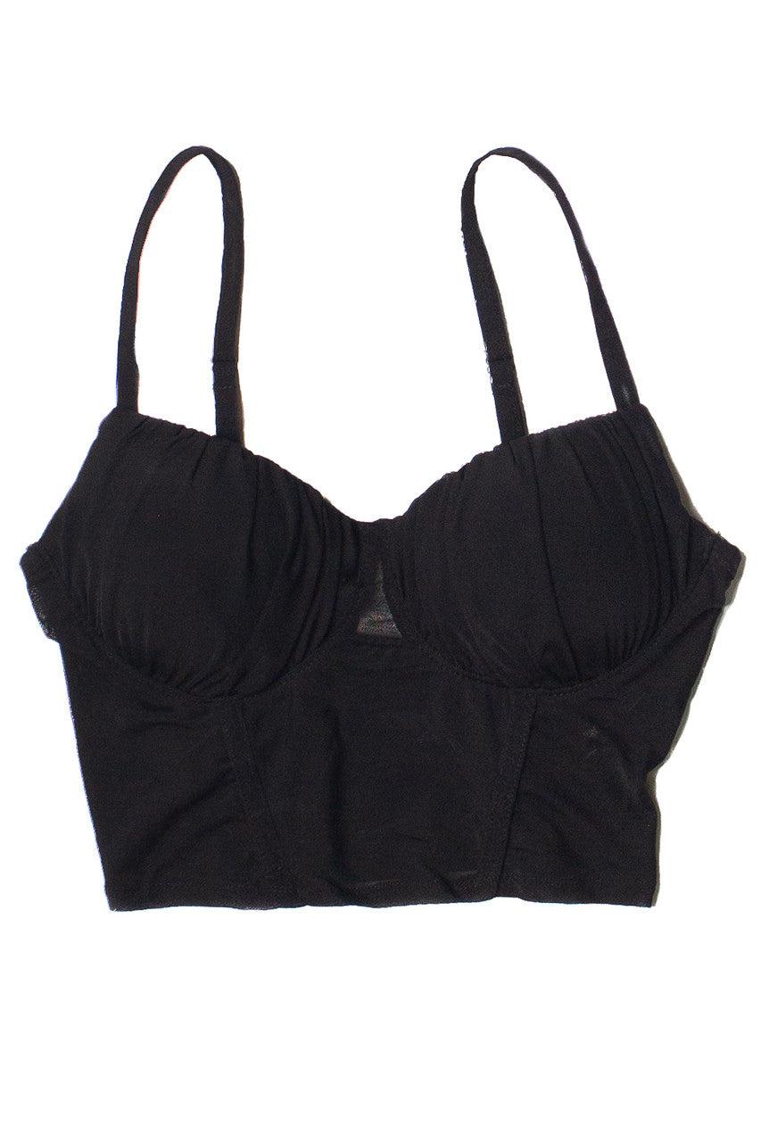 Black Mesh Bustier Crop Top Product Image