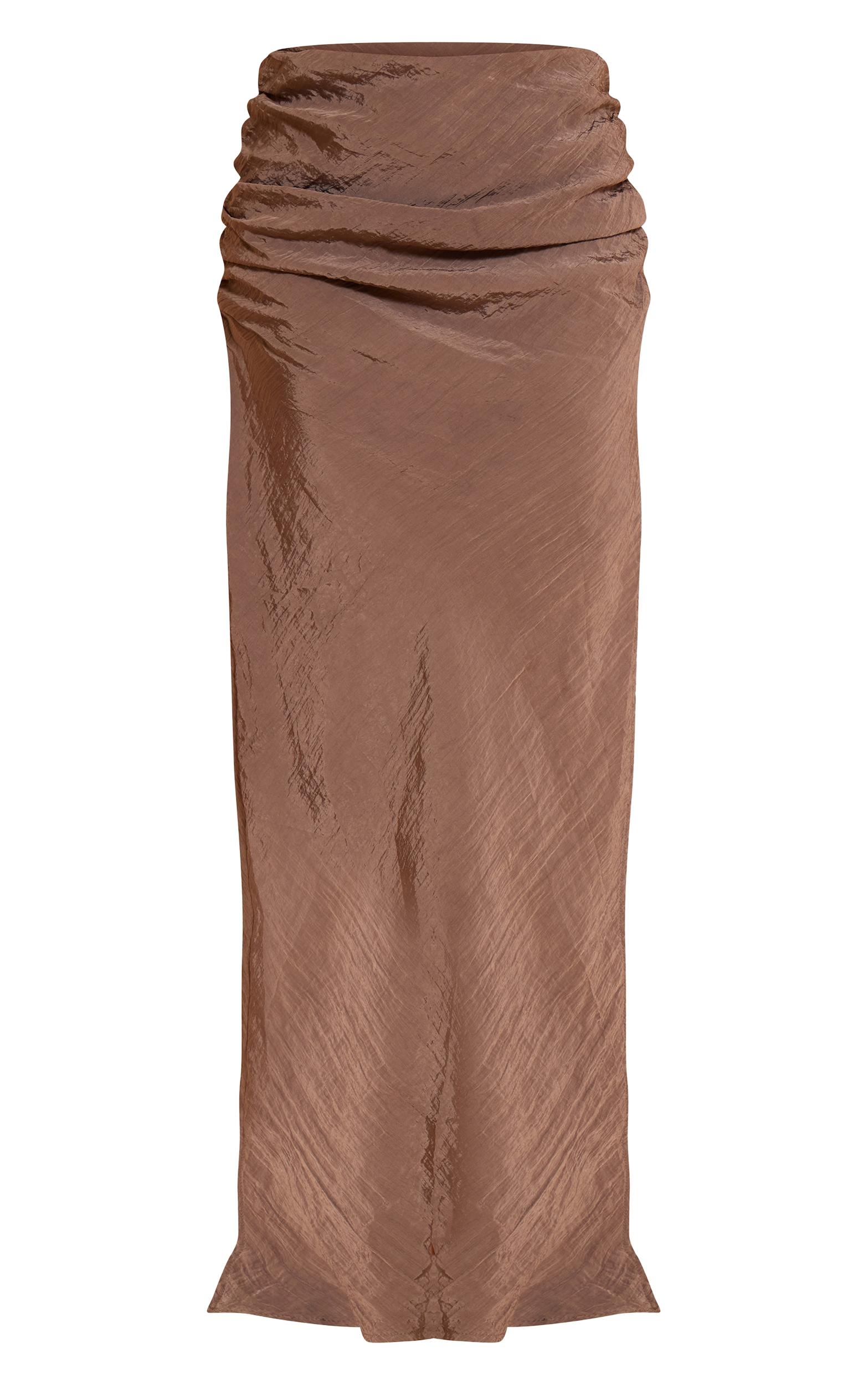 Mocha Textured Woven Maxi Skirt Product Image