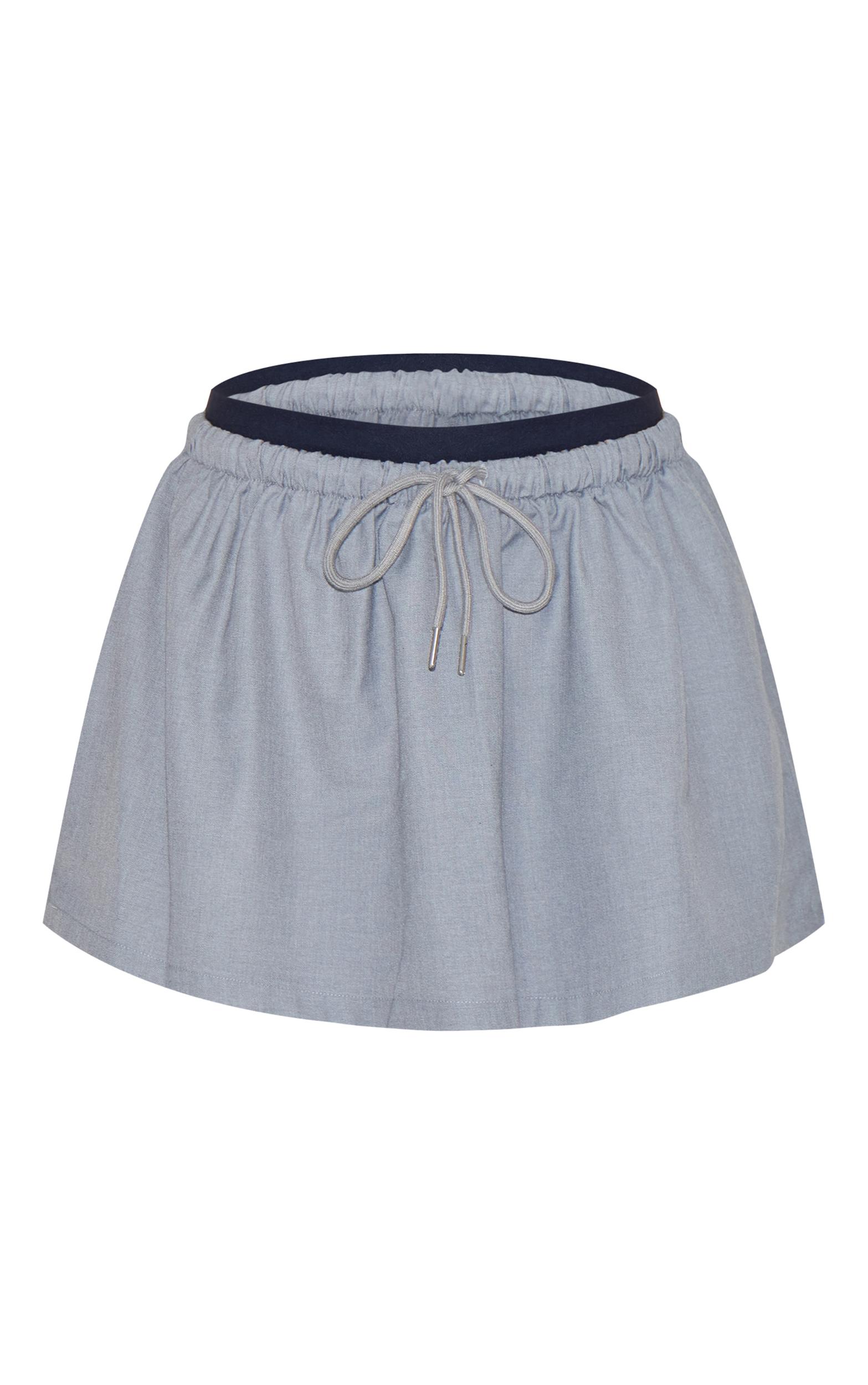 Charcoal Tailored Woven Boxer Detail Drawstring Mini Skirt Product Image