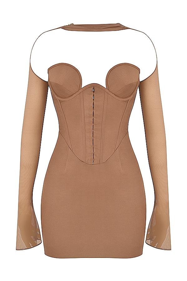 Mayara  mocha structured corset mini dress Product Image
