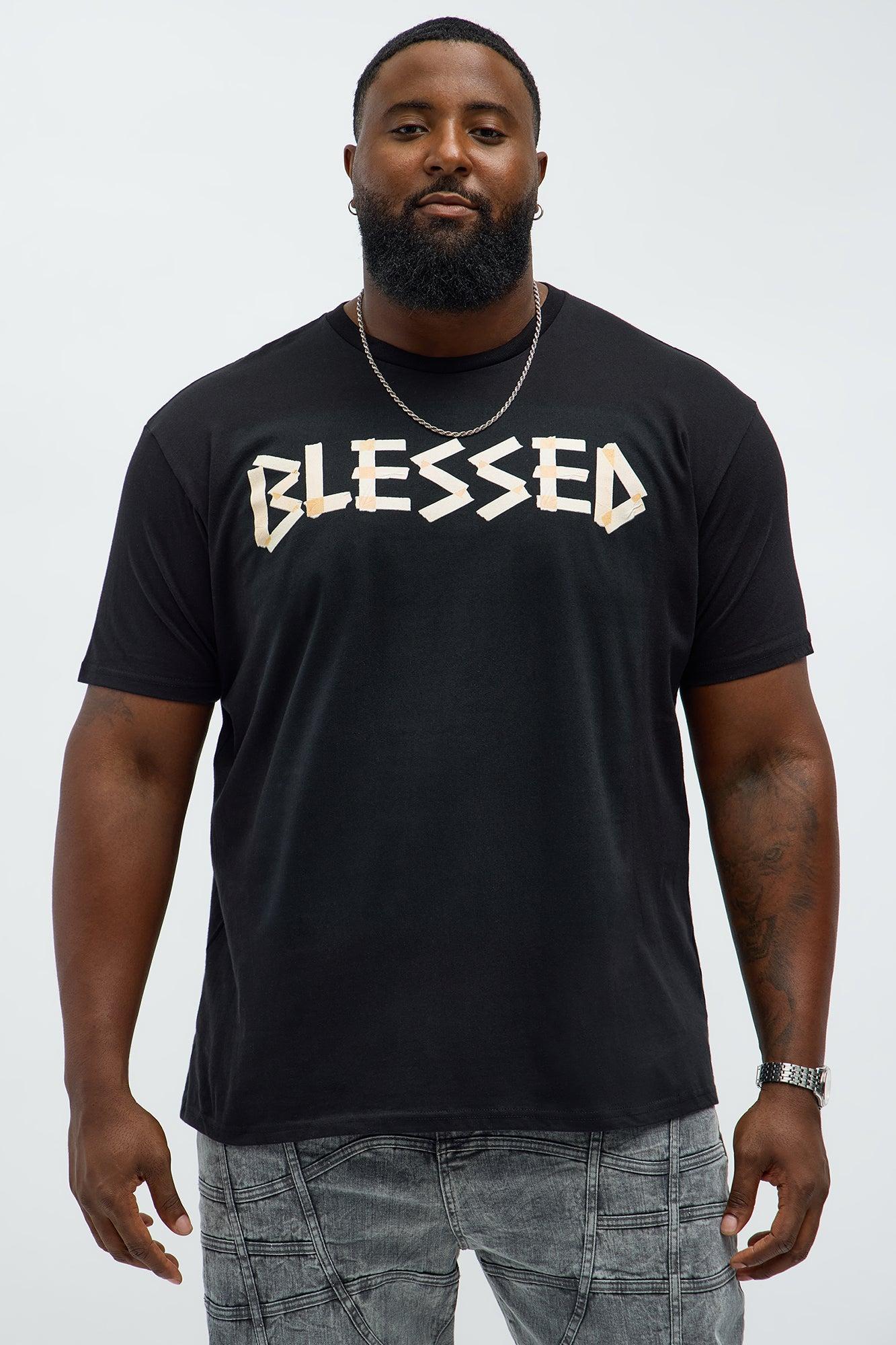 Taped Blessed Short Sleeve Tee - Black Male Product Image