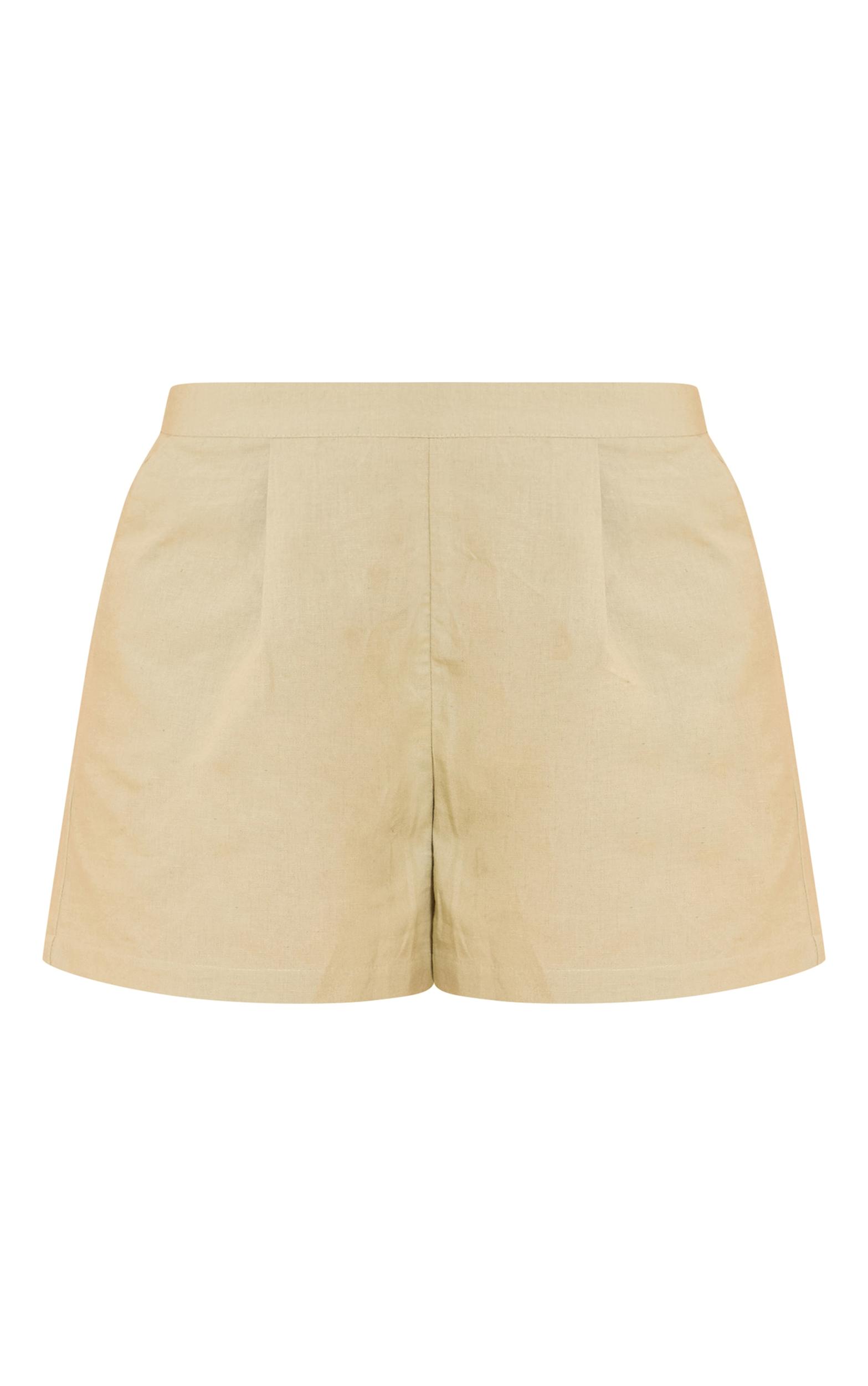  Sage Green Linen Look Oversized Detail Floaty Short Product Image