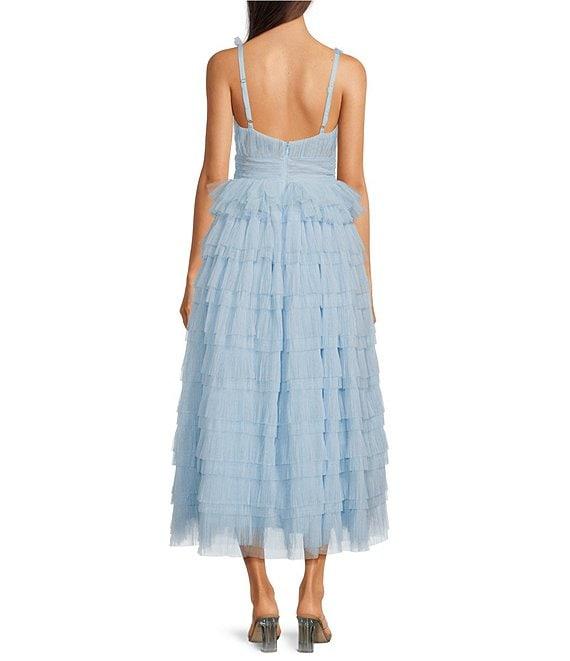 Layered With Love Carrie Tulle V Neck Sleeveless Ruffle Gown Product Image
