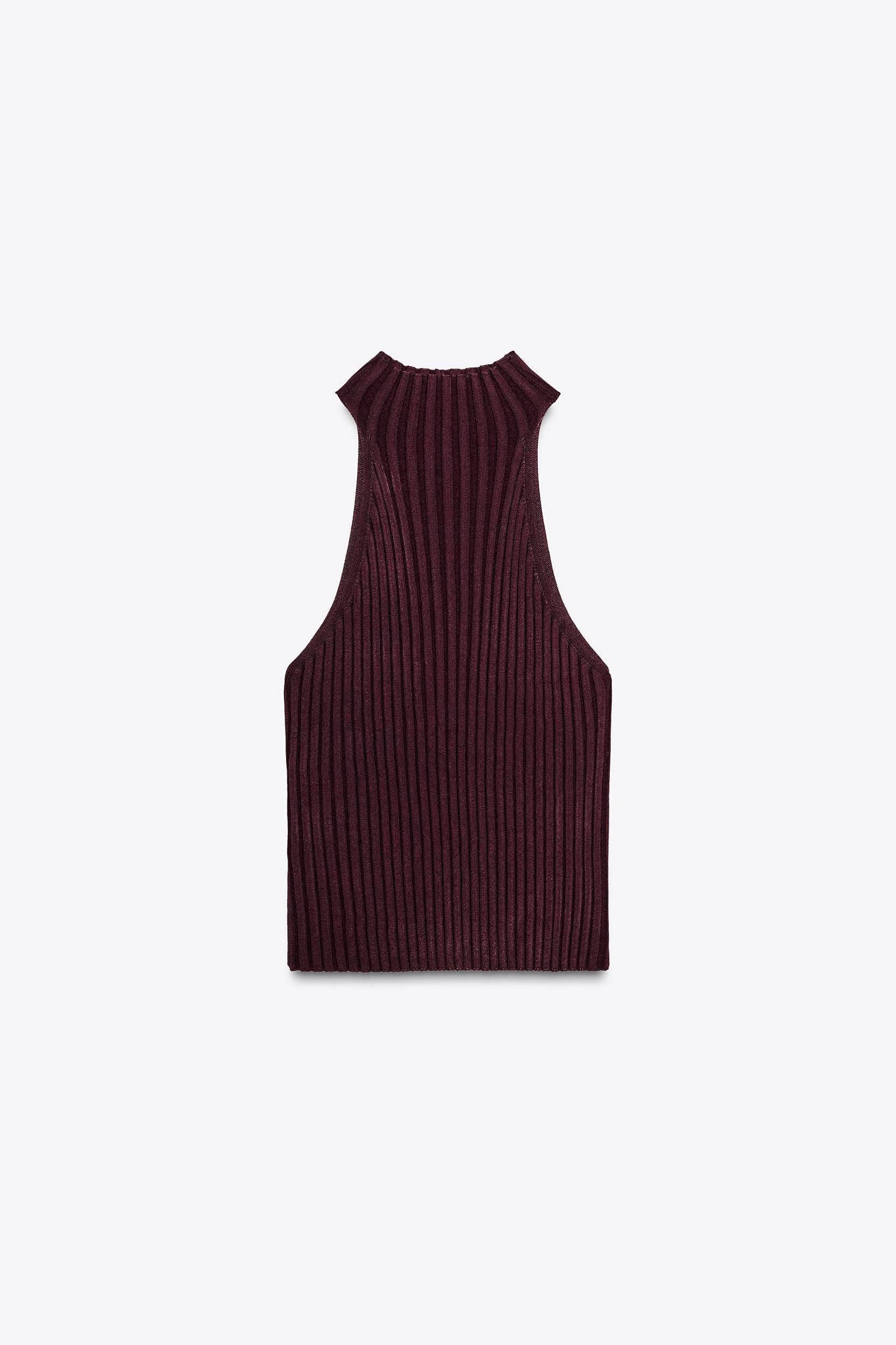 RIBBED KNIT HALTER TOP Product Image