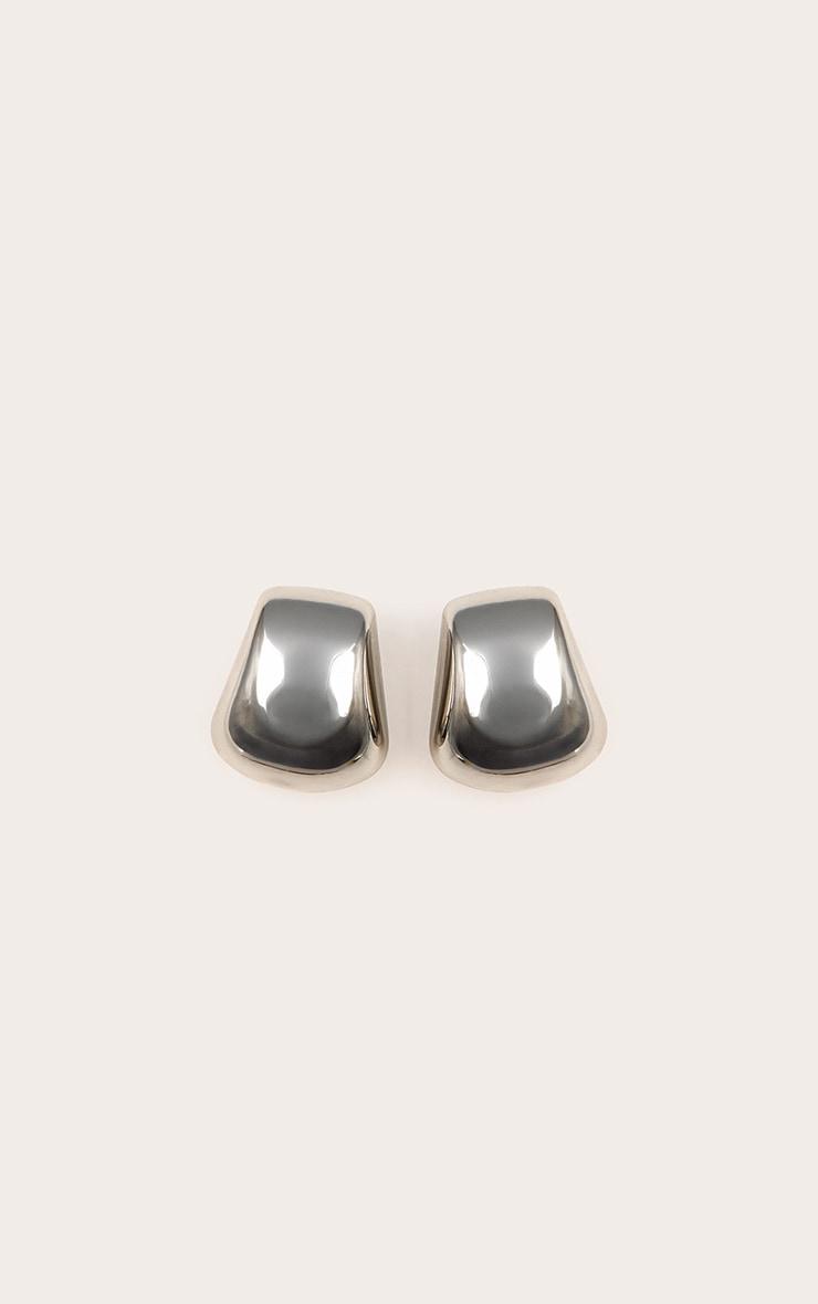 Silver Square Chunky Stud Earrings Product Image
