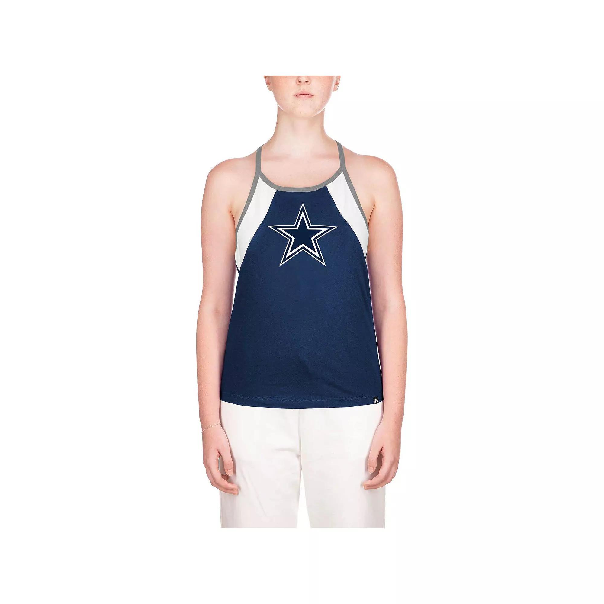 Women's New Era Navy Dallas Cowboys Ribbed Racerback Tank Top,  Product Image