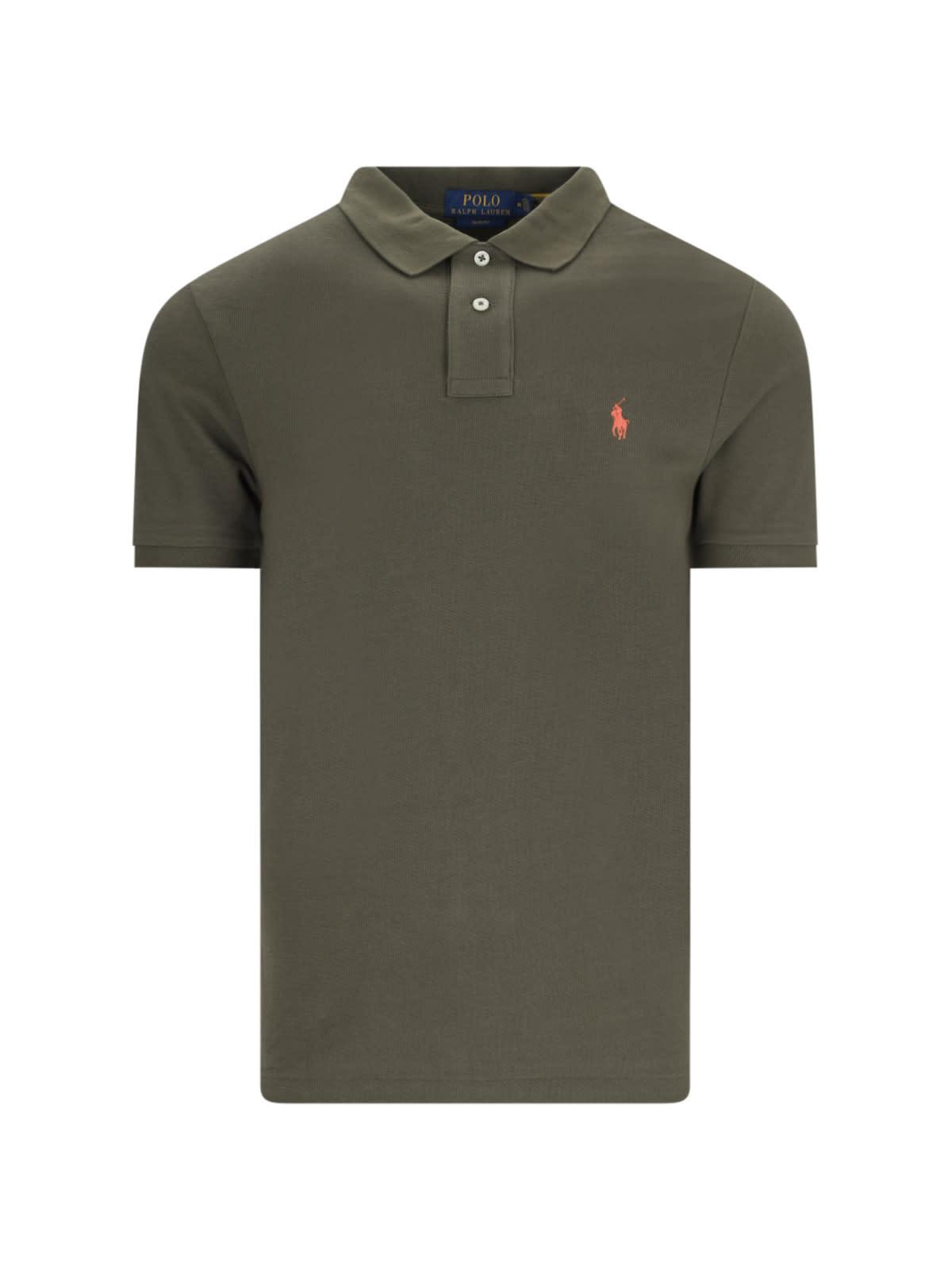 POLO RALPH LAUREN Green Polo Shirt With Pony Embroidery On The Front Product Image