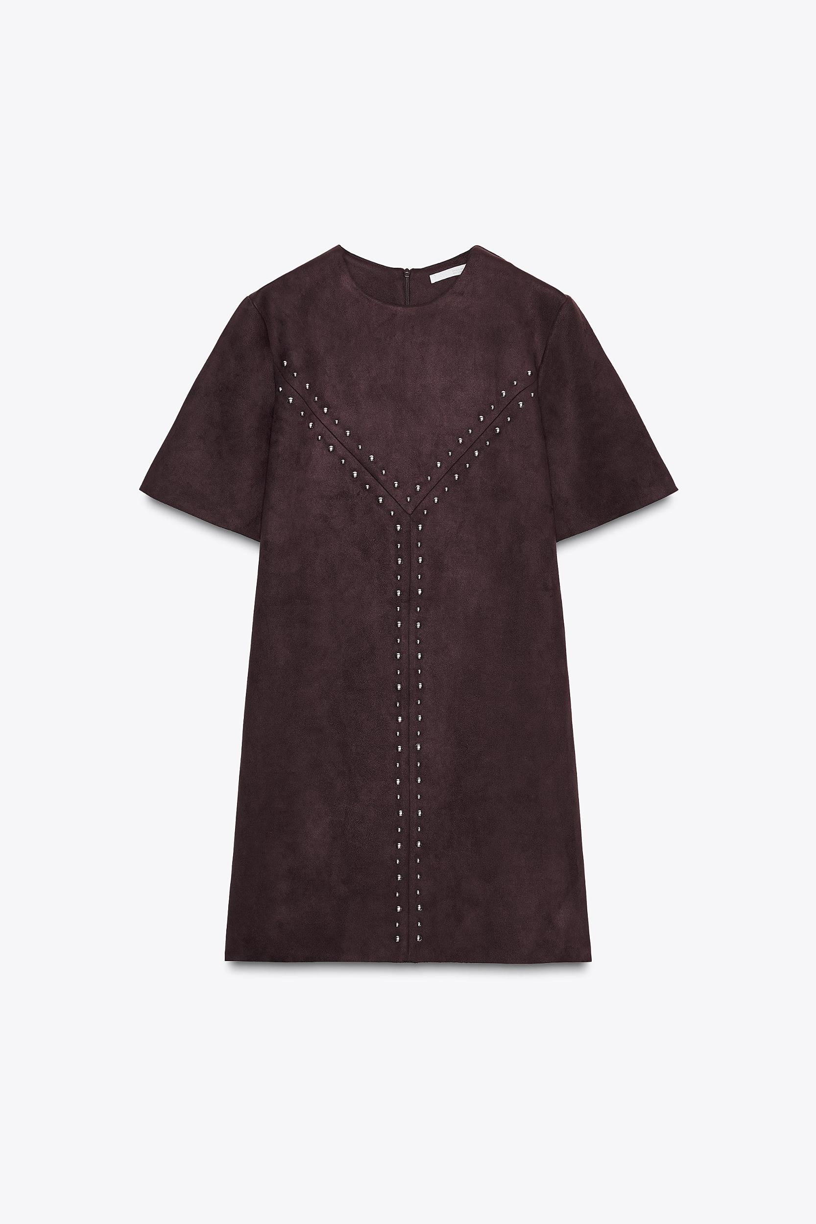 FAUX SUEDE STUDDED DRESS Product Image