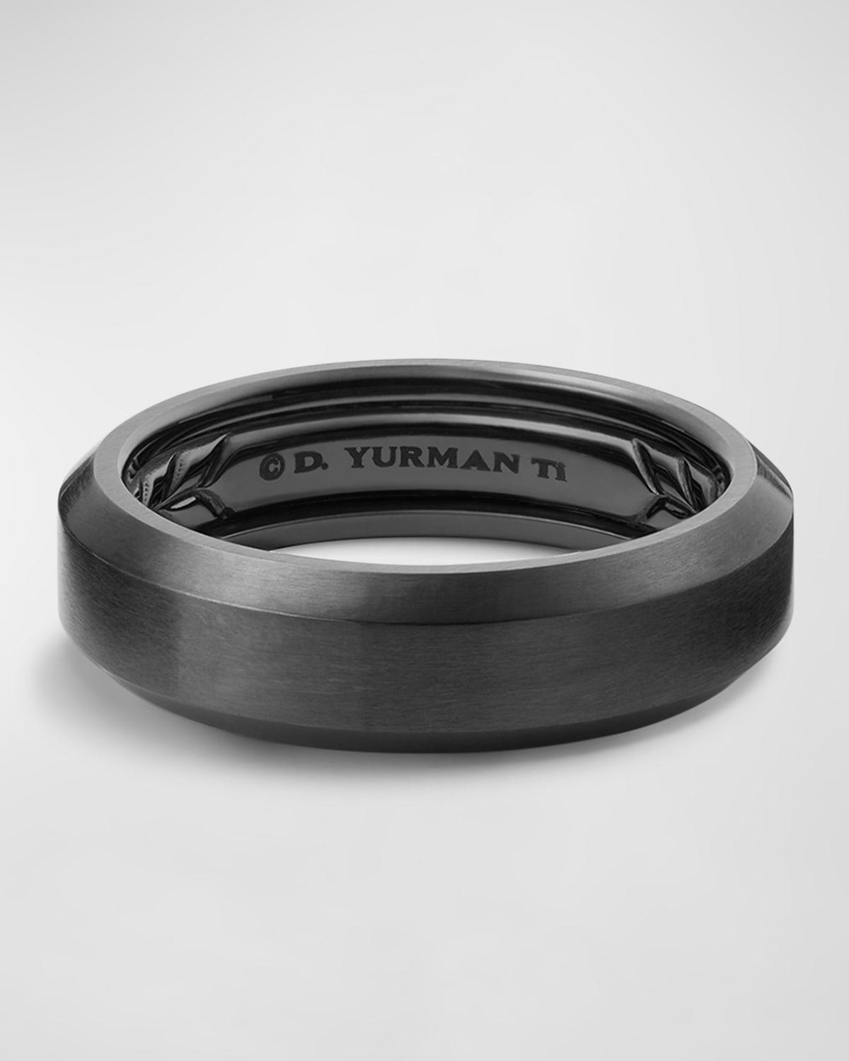 Mens Beveled Band Ring in Black Titanium, 6mm Product Image