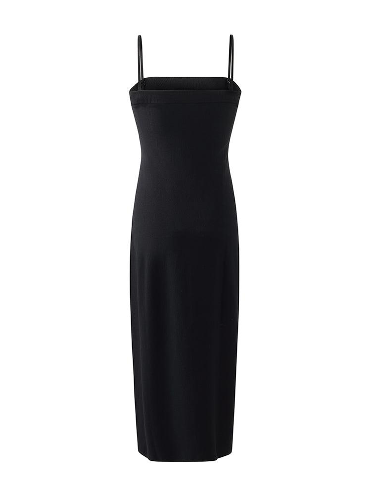 Women Knitted Detachable Spaghetti Strap Midi Dress Product Image