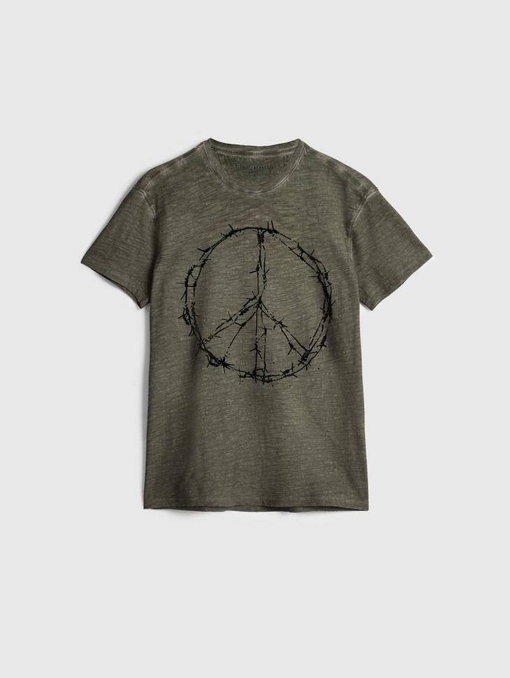 John Varvatos Barbwire Dark Moss Peace Tee Product Image