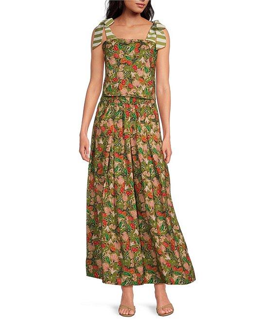 Buru Pillar Floral Print Square Neck Sleeveless Box Crop Coordinating Top Product Image