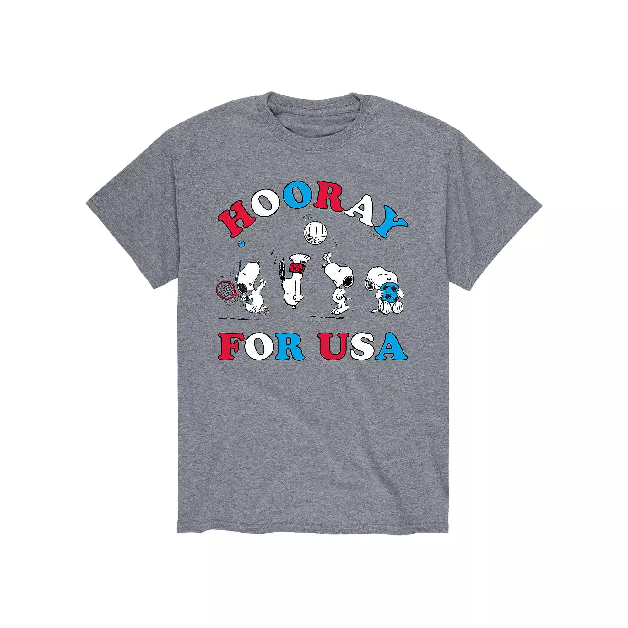 Men's Peanuts Hooray For USA Tee, Size: XXL, Gray Product Image