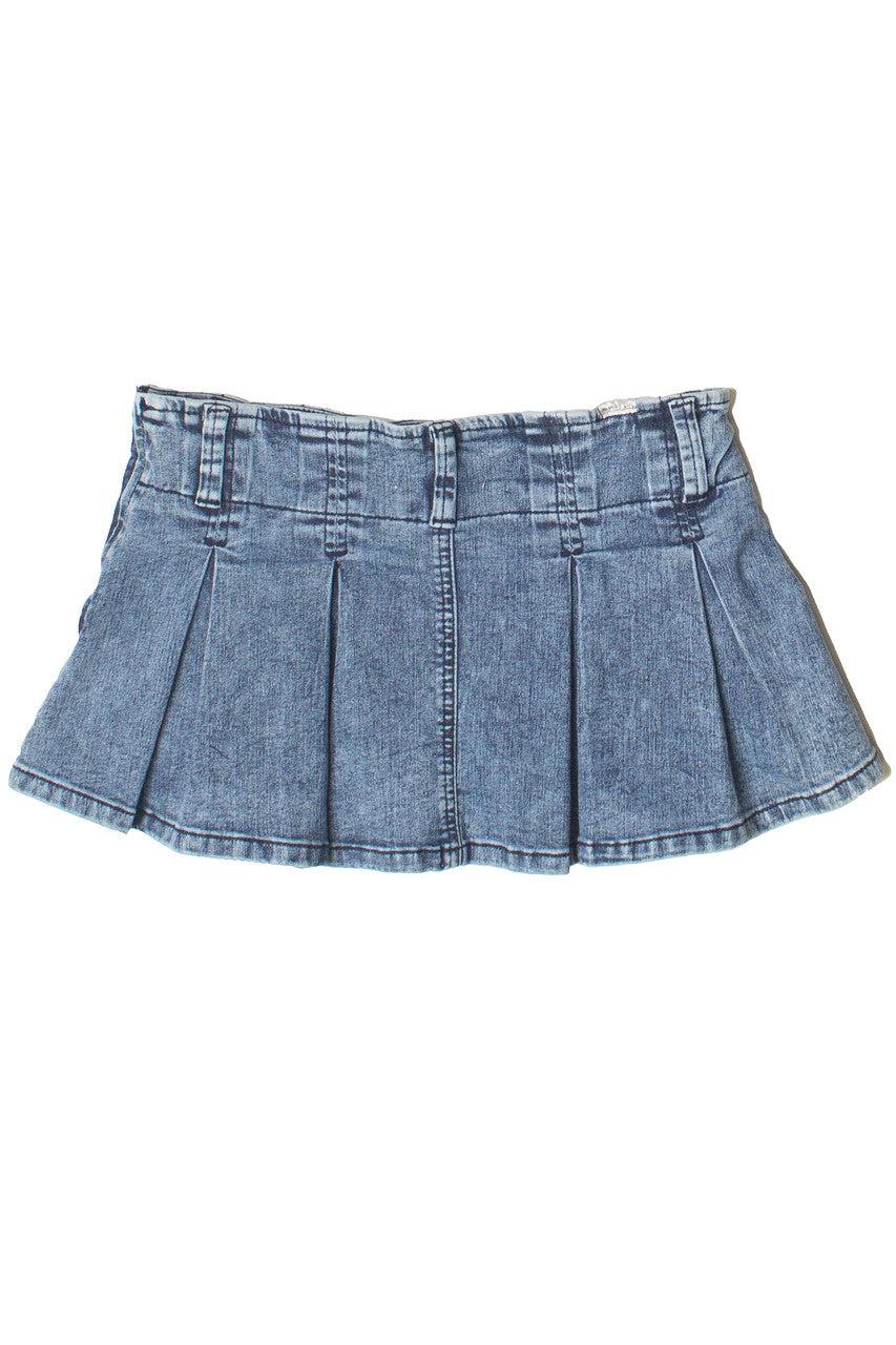 Low Rise Denim Pleated Mini Skort Product Image