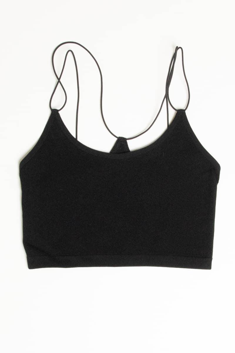 Black Bungee Strap Seamless Ribbed Bralette Product Image