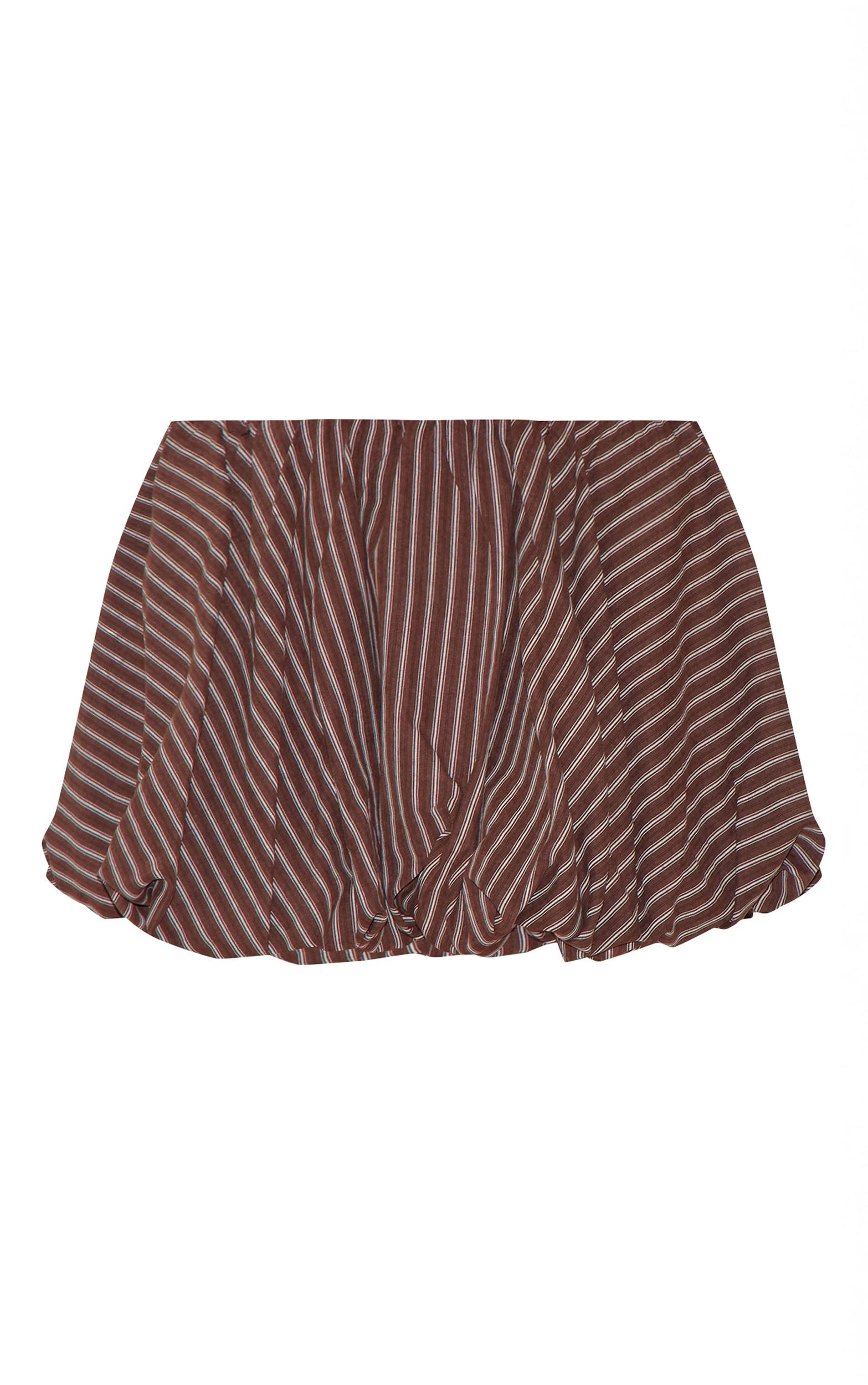 Chocolate Pinstripe Print Puffball Skirt Product Image