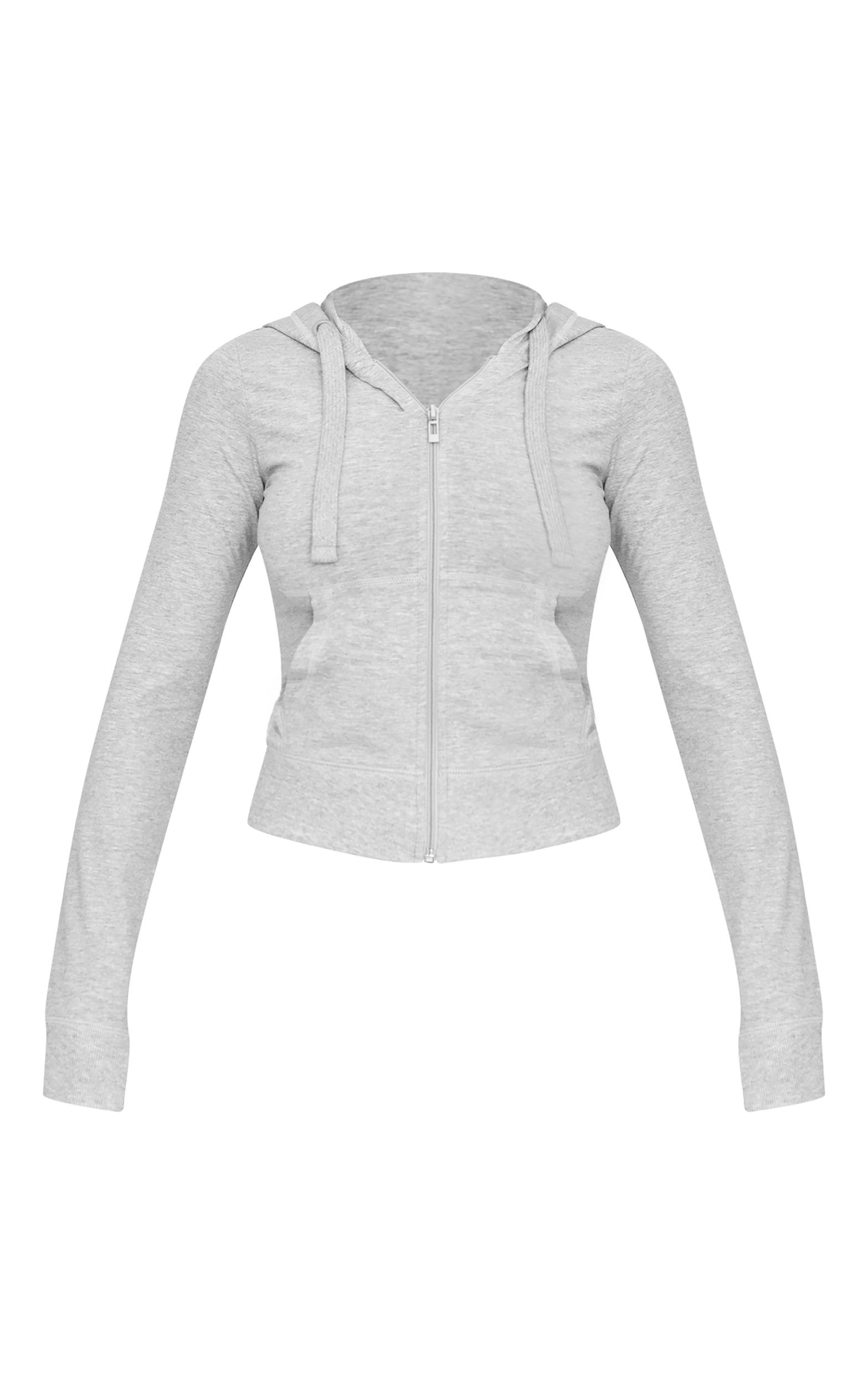 Grey Marl Zip Up Fitted Track Top Product Image