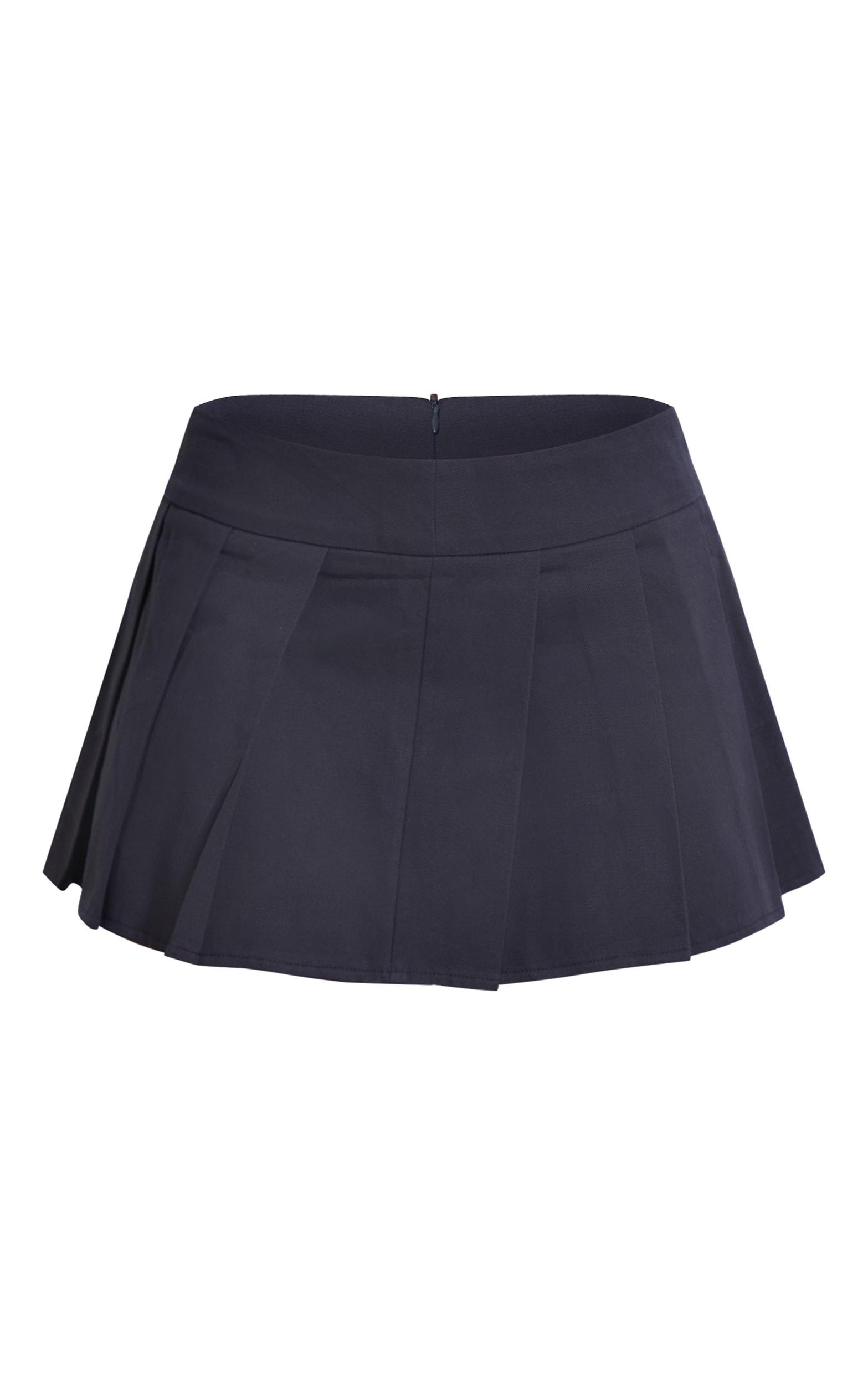 Charcoal Twill Box Pleat Mini Skirt Product Image