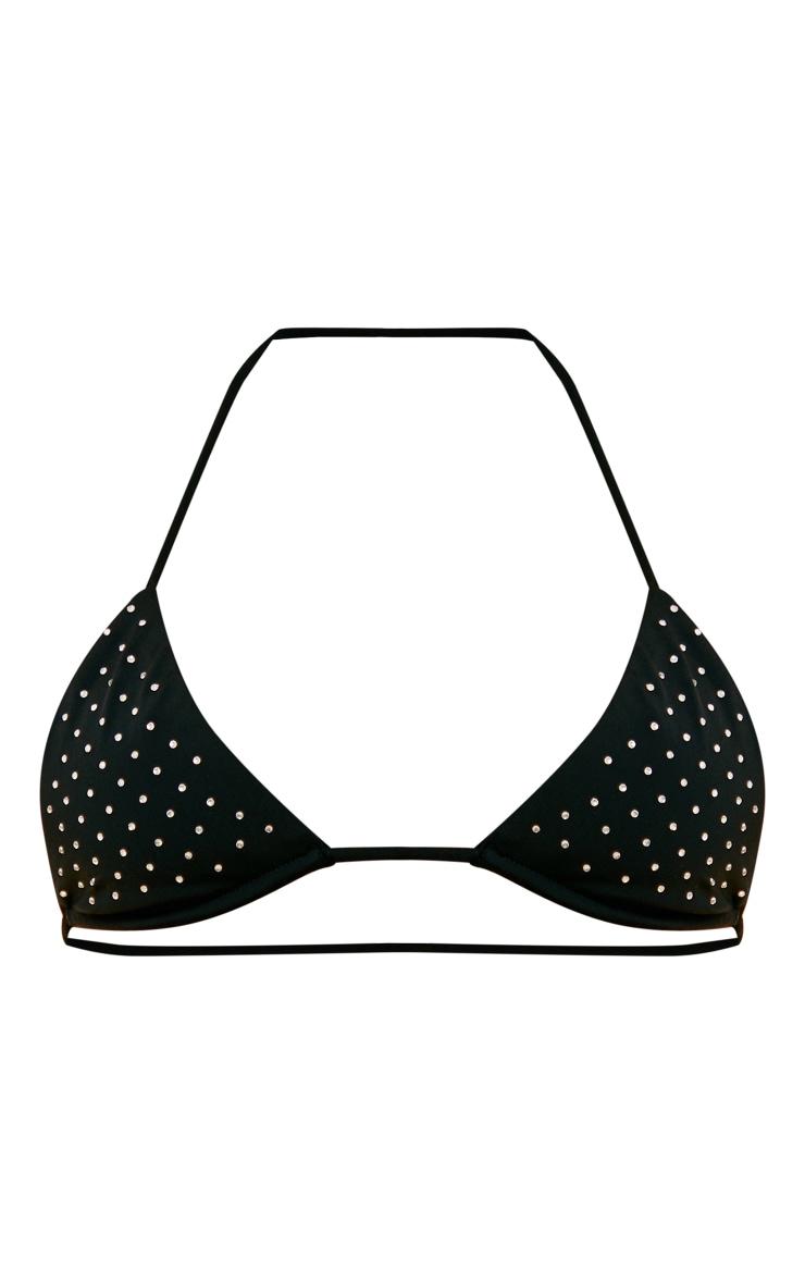 Black Diamante Detail Micro Triangle Bikini Top Product Image