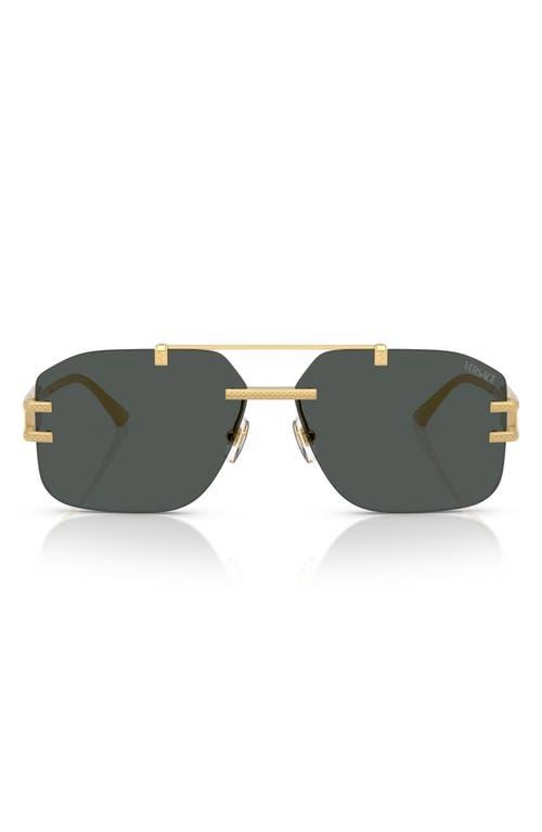 VERSACE 60mm Rectangular Sunglasses In Dark Grey Product Image
