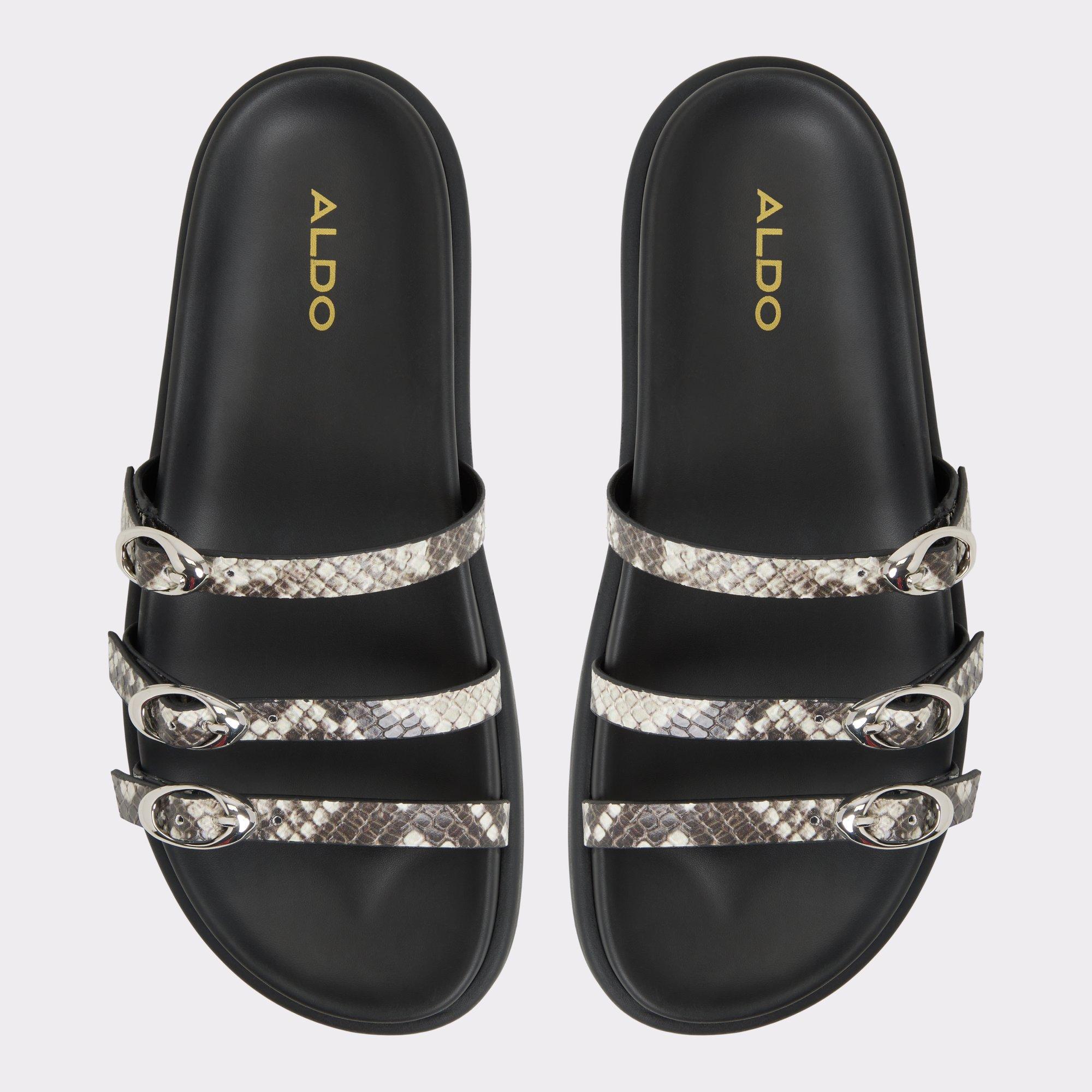 Zephyra White/Black Women's Footbed sandals | ALDO US Product Image